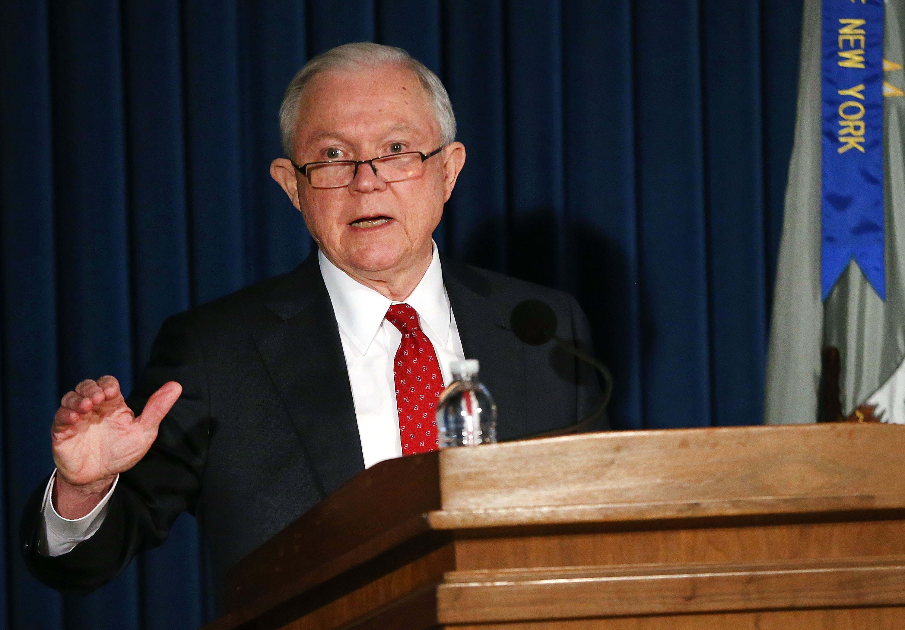 Attorney General Jeff Sessions speaks about domestic security in New York on November 2, 2017 in New York City. (Spencer Platt—Getty Images)