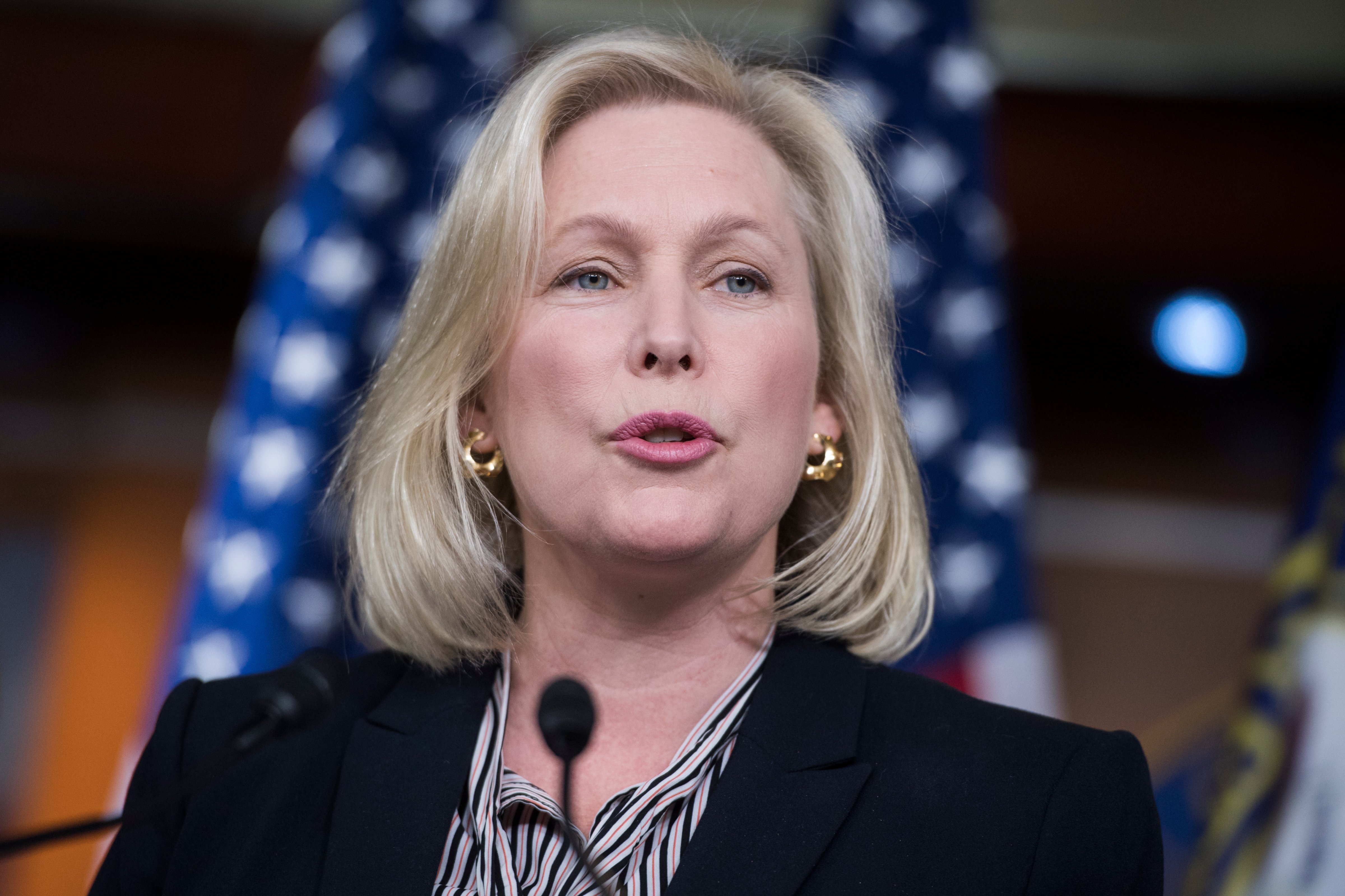 Sen. Kirsten Gillibrand, D-N.Y.,  holds a news conference in the Capitol Visitor Center to introduce legislation that aims to address and prevent sexual harassment for Capitol Hill staff on November 15, 2017. (Tom Williams—CQ-Roll Call,Inc.)