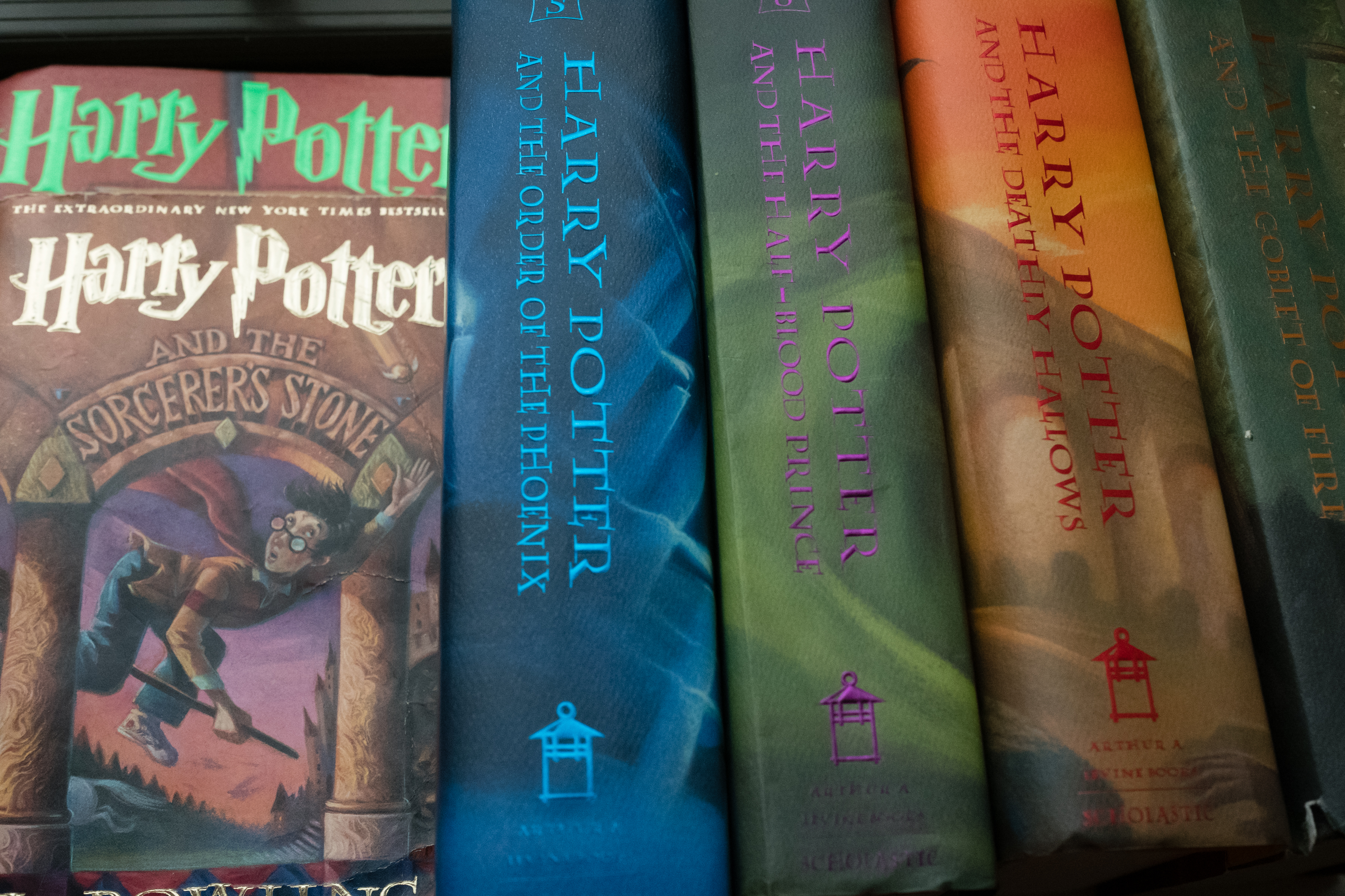 A collection of Harry Potter books are pictured at the home of Caitlin Moore in Washington, D.C. (Sarah L. Voisin—The Washington Post/Getty Images)