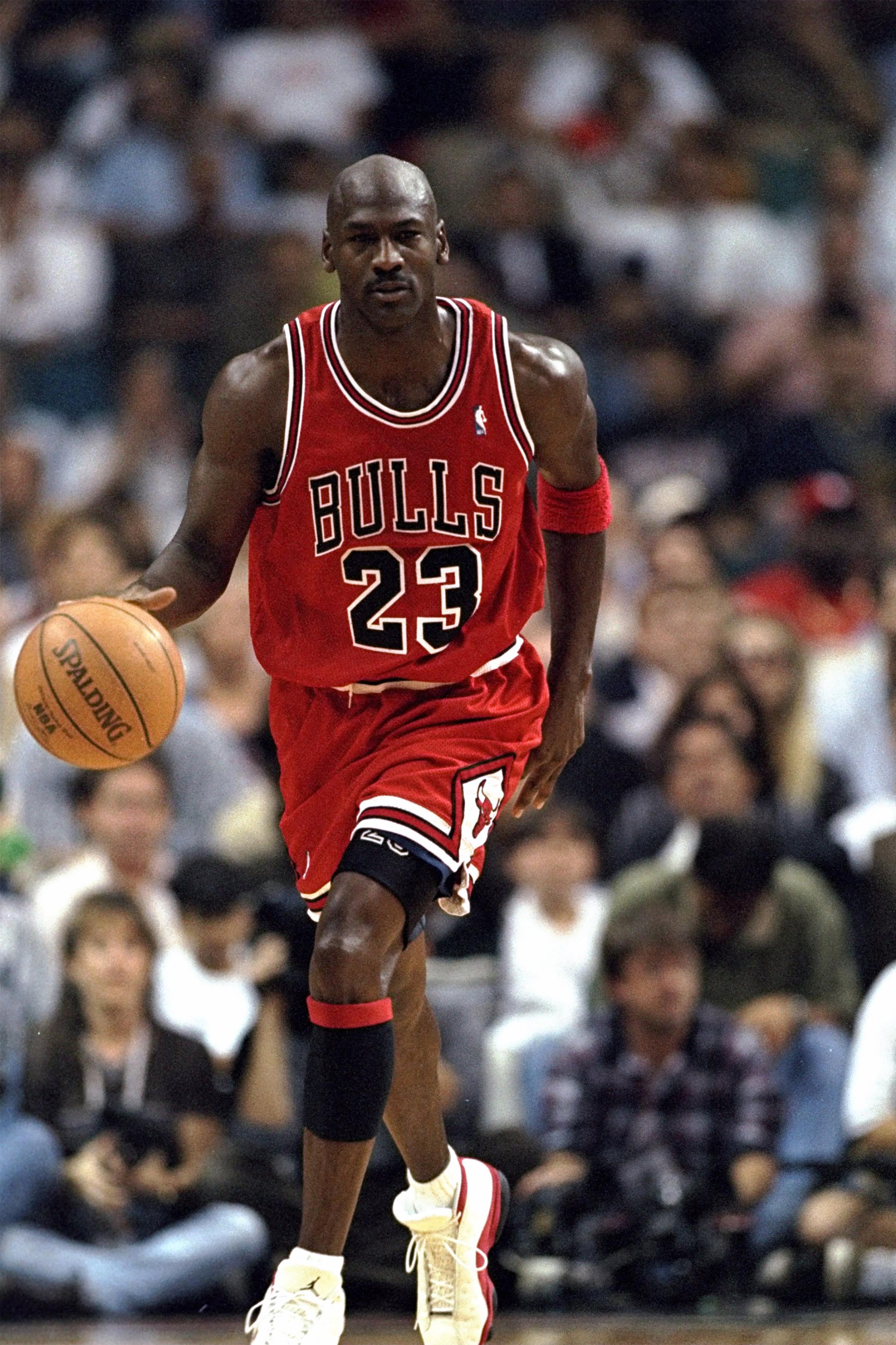 Michael Jordan of the Chicago Bulls in action against the Miami Heat