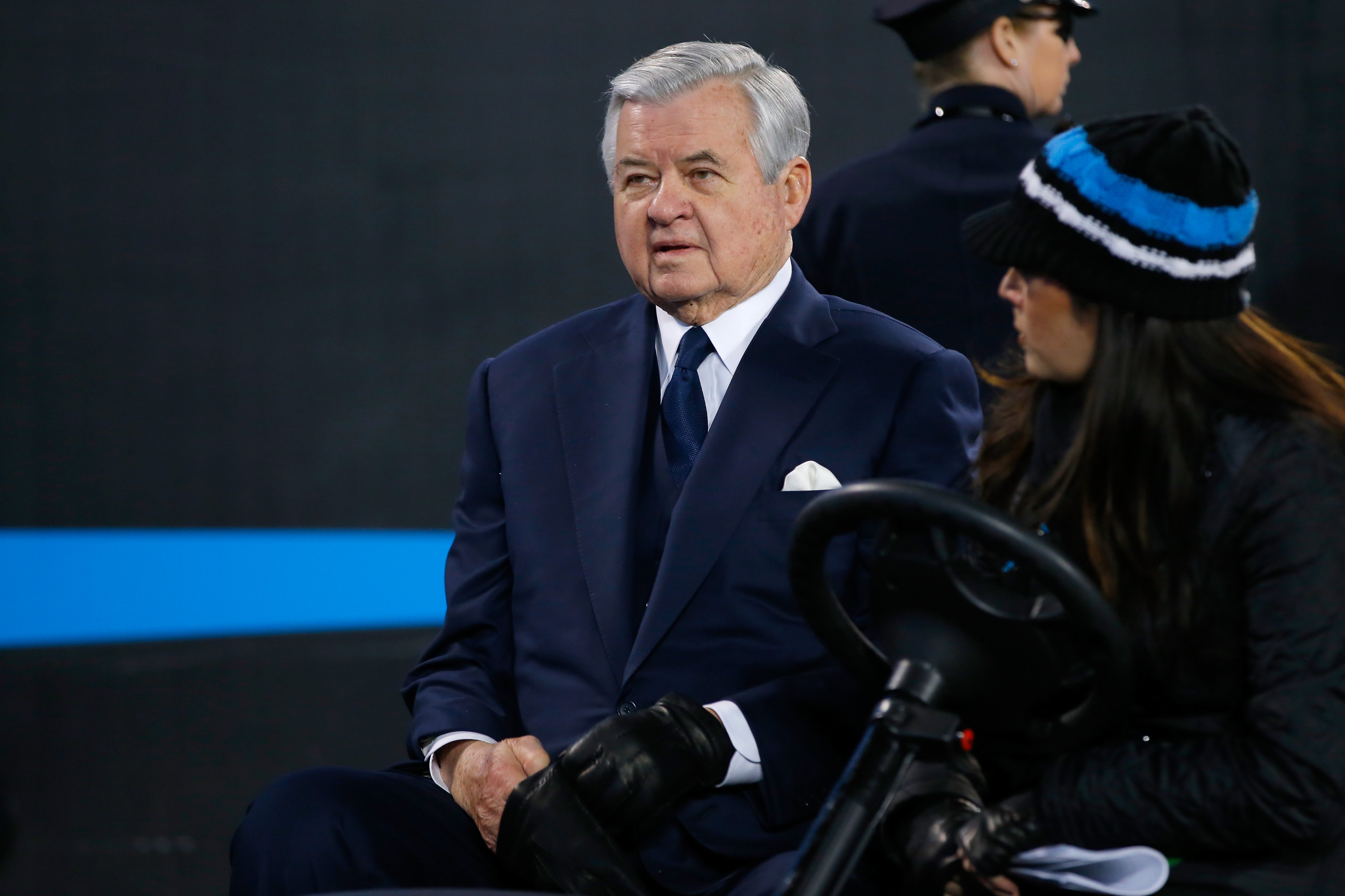 Carolina Panthers owner Jerry Richardson looks on prior to the NFC Championship Game between the Arizona Cardinals and the Carolina Panthers at Bank of America Stadium on January 24, 2016 in Charlotte, North Carolina. (Kevin C. Cox—Getty Images)