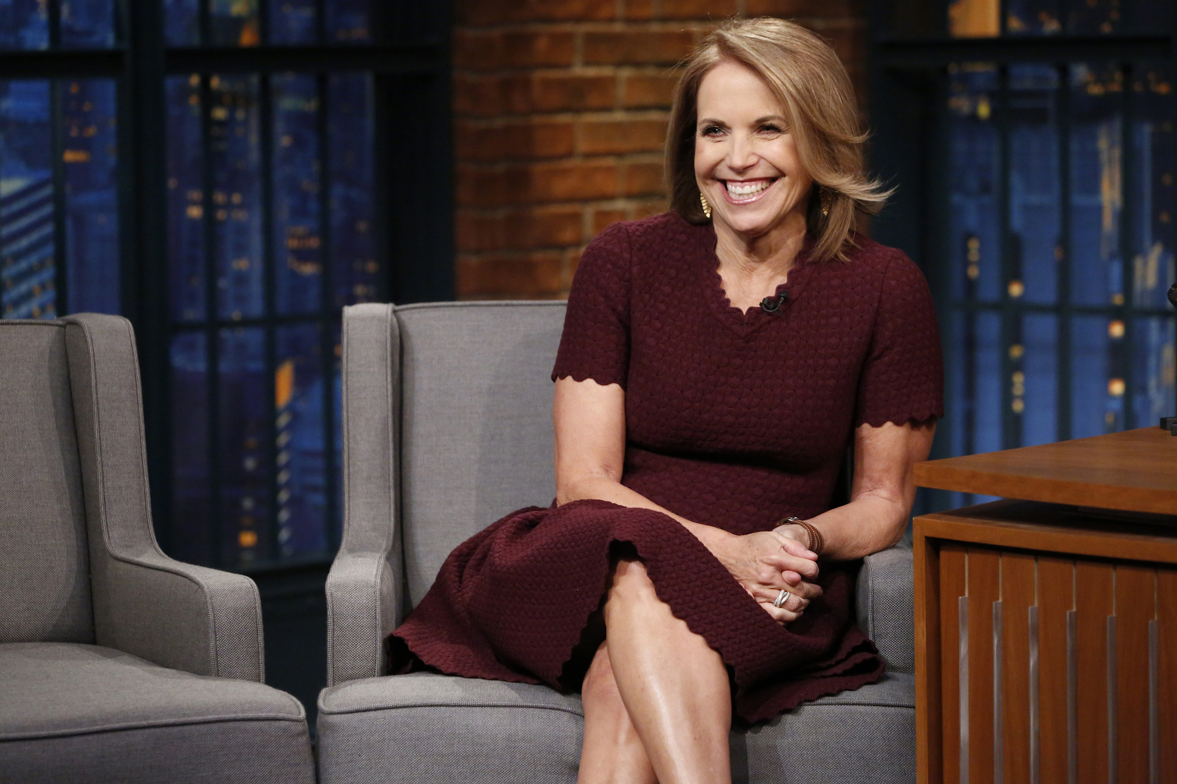 Katie Couric during an interview on "Late Night with Seth Meyers" on Jan. 25, 2017. (Lloyd Bishop&mdash;NBCU Photo Bank/Getty Images)