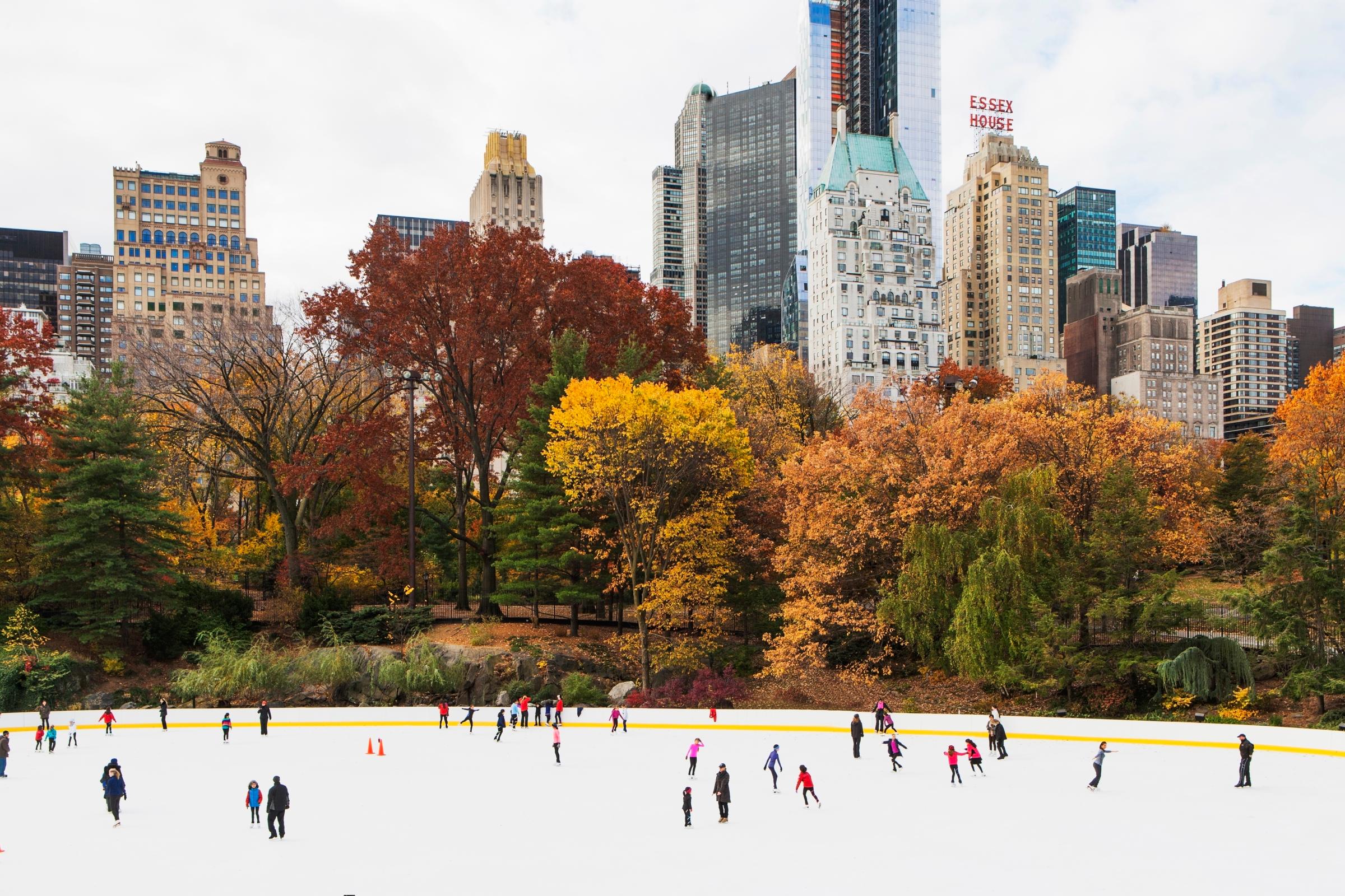 People ice skating, New York City, New York State, USA
