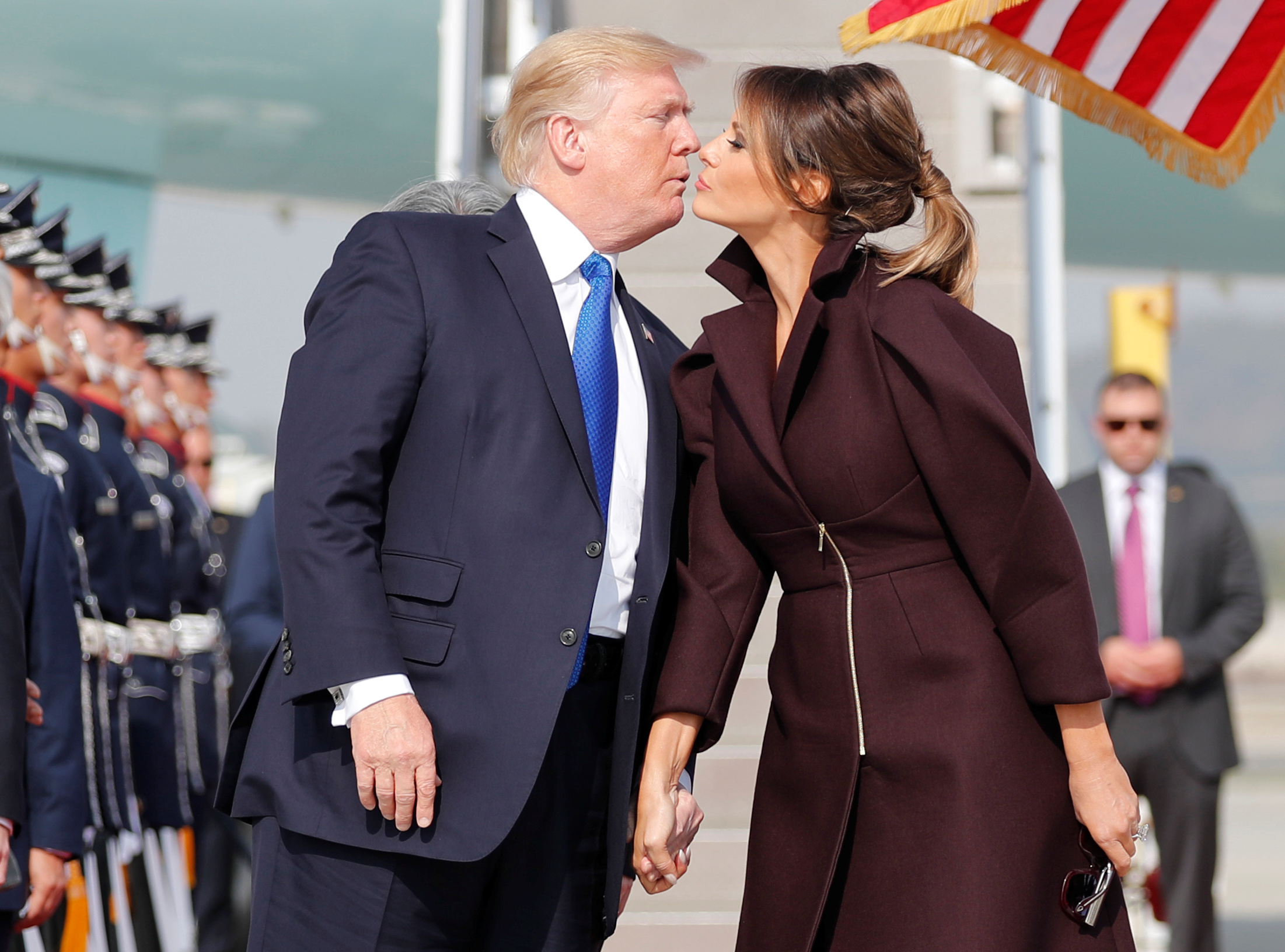 President Donald Trump and first lady Melania arrive in Seoul, South Korea on Nov. 7, 2017. (Jonathan Ernst—Reuters)