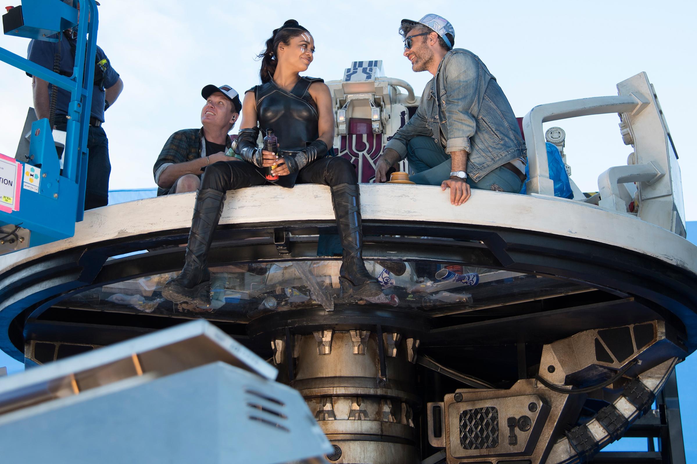 Waititi coaxed stars like Cate Blanchett, Jeff Goldblum and Tessa Thompson (above) to flex their comedic muscles on the set of Thor in Australia.