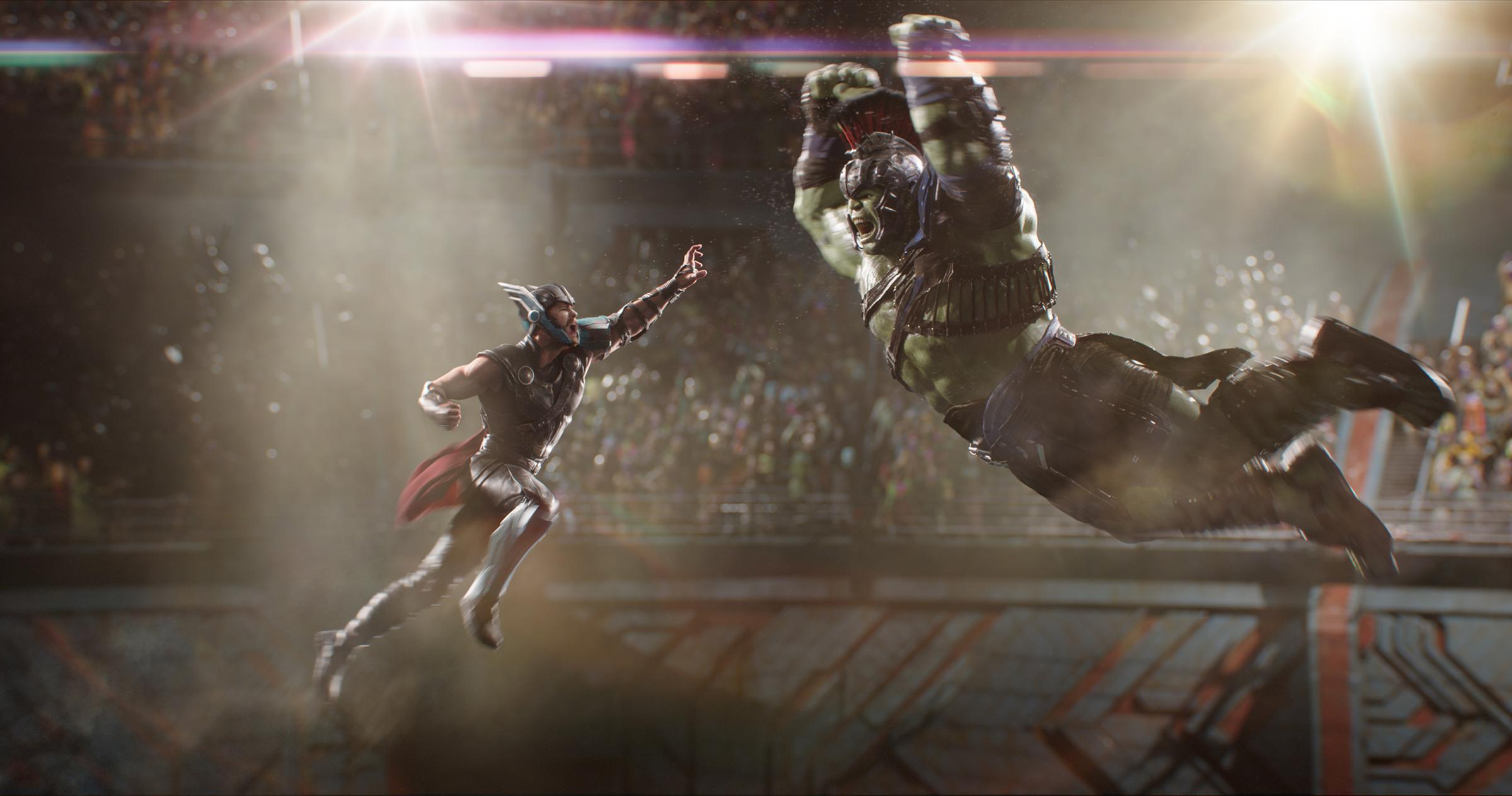 Thor (Hemsworth)and the Hulk (Ruffalo)finally answer the question