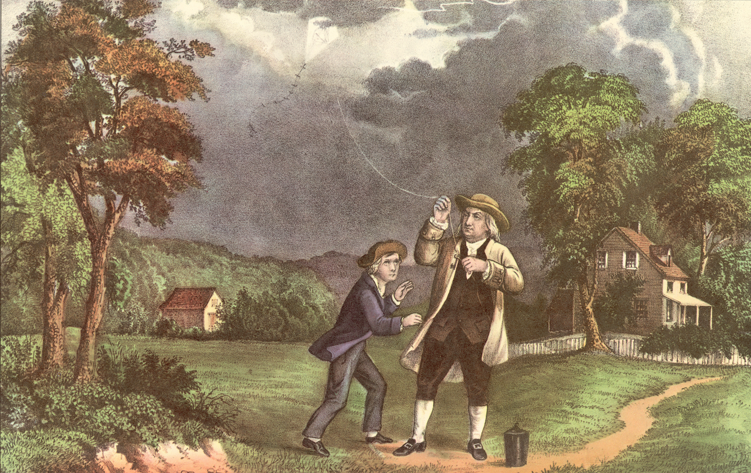 Benjamin Franklin and his son William used a key and a kite to prove that lightning was electricity (Hulton Archive/Getty Images)