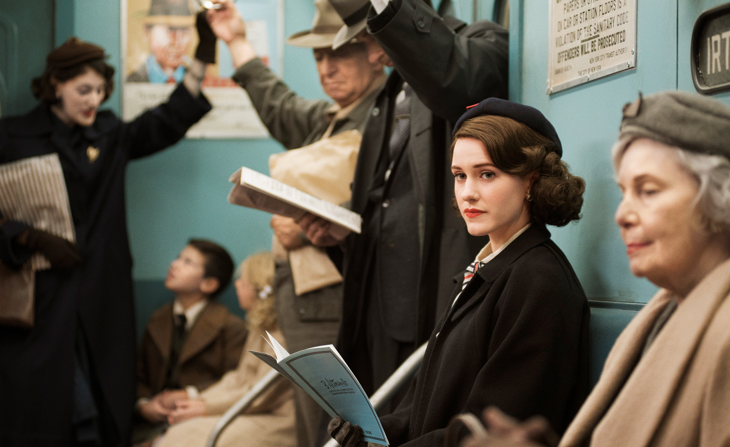 Rachel Brosnahan plays a 1950s Jewish housewife with a knack for stand-up in The Marvelous Mrs. Maisel (Nicole Rivelli—Amazon Studios)