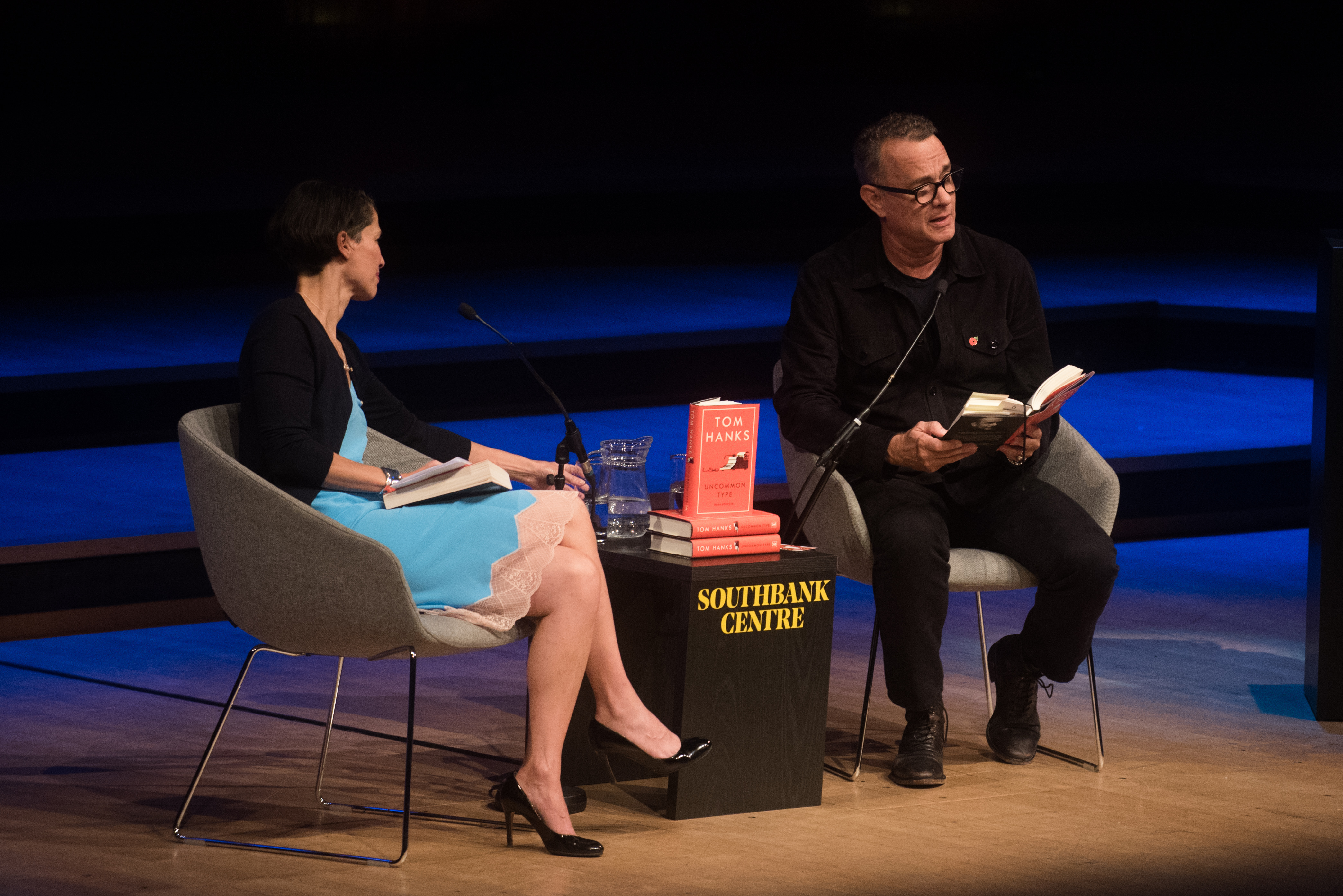 Tom Hanks in conversation with Gaby Wood at the Southbank Centre’s London Literature Festival. (Alice Boagey)