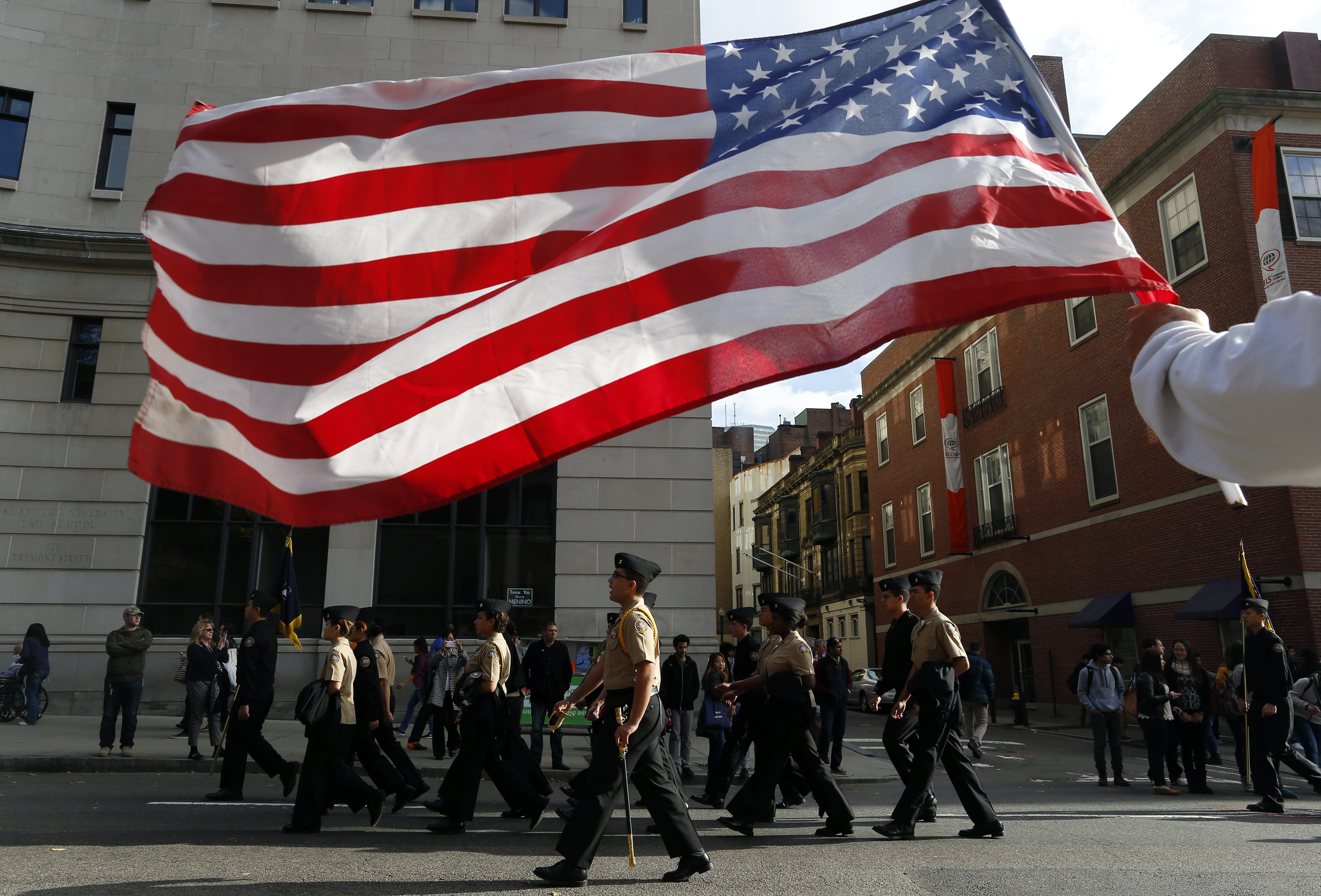 The Veterans Day Parade passes by in Boston on November 11, 2014. (Boston Globe&mdash;Boston Globe via Getty Images)