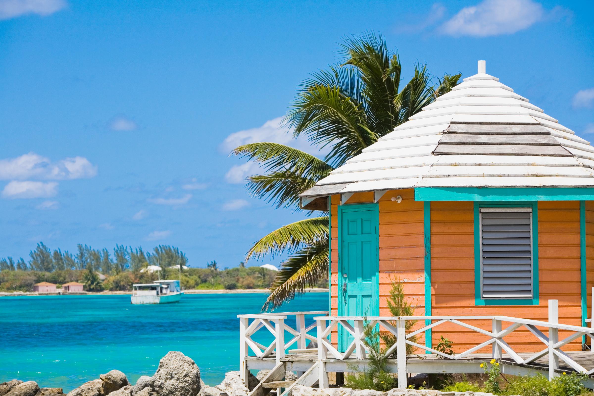 Beach hut on the beach, Nassau, Bahamas