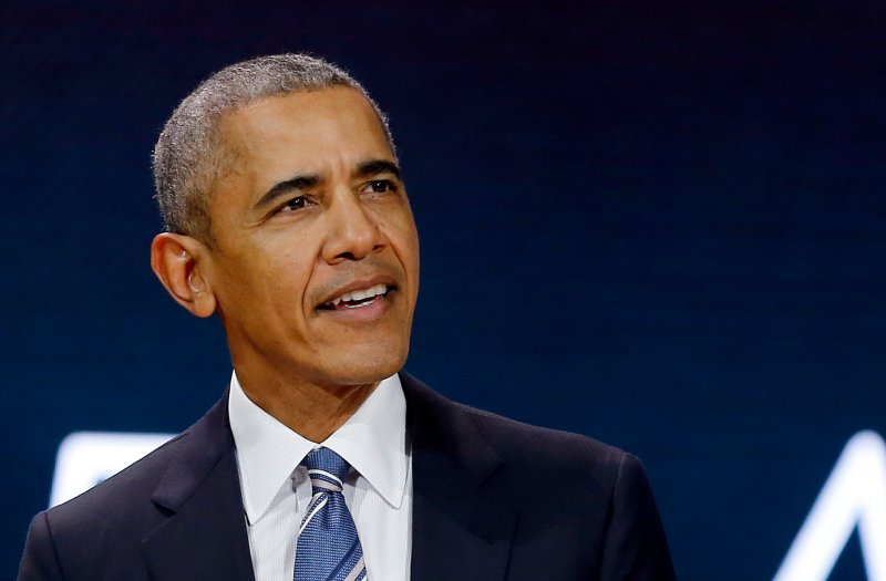 Barack Obama delivers a speech in Paris, France.