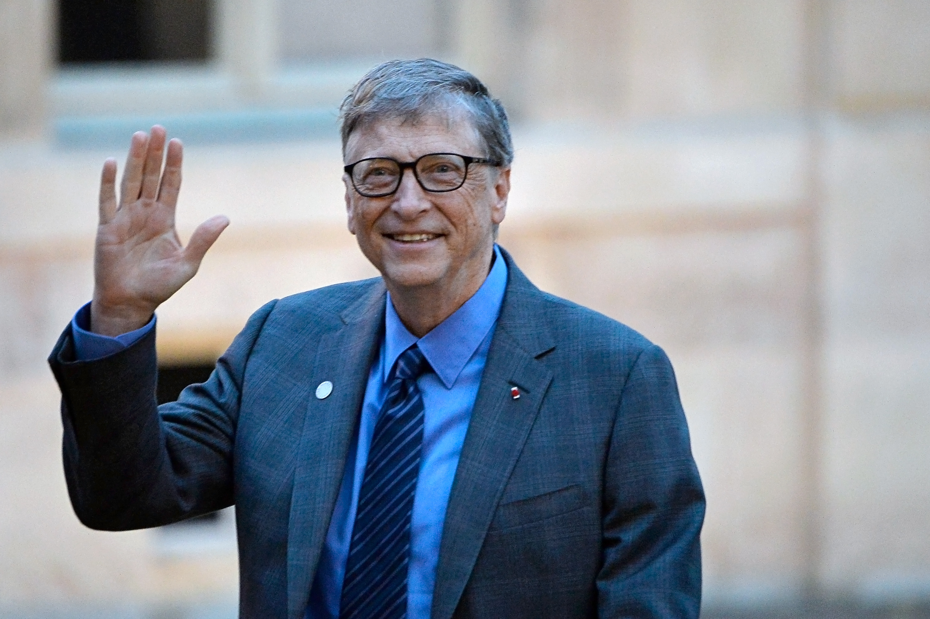 Bill Gates arrives for a meeting with French President Emmanuel Macron as he receives One Planet Summit's international philanthropists at Elysee Palace on December 12, 2017 in Paris, France. (Aurelien Meunier&mdash;Getty Images)
