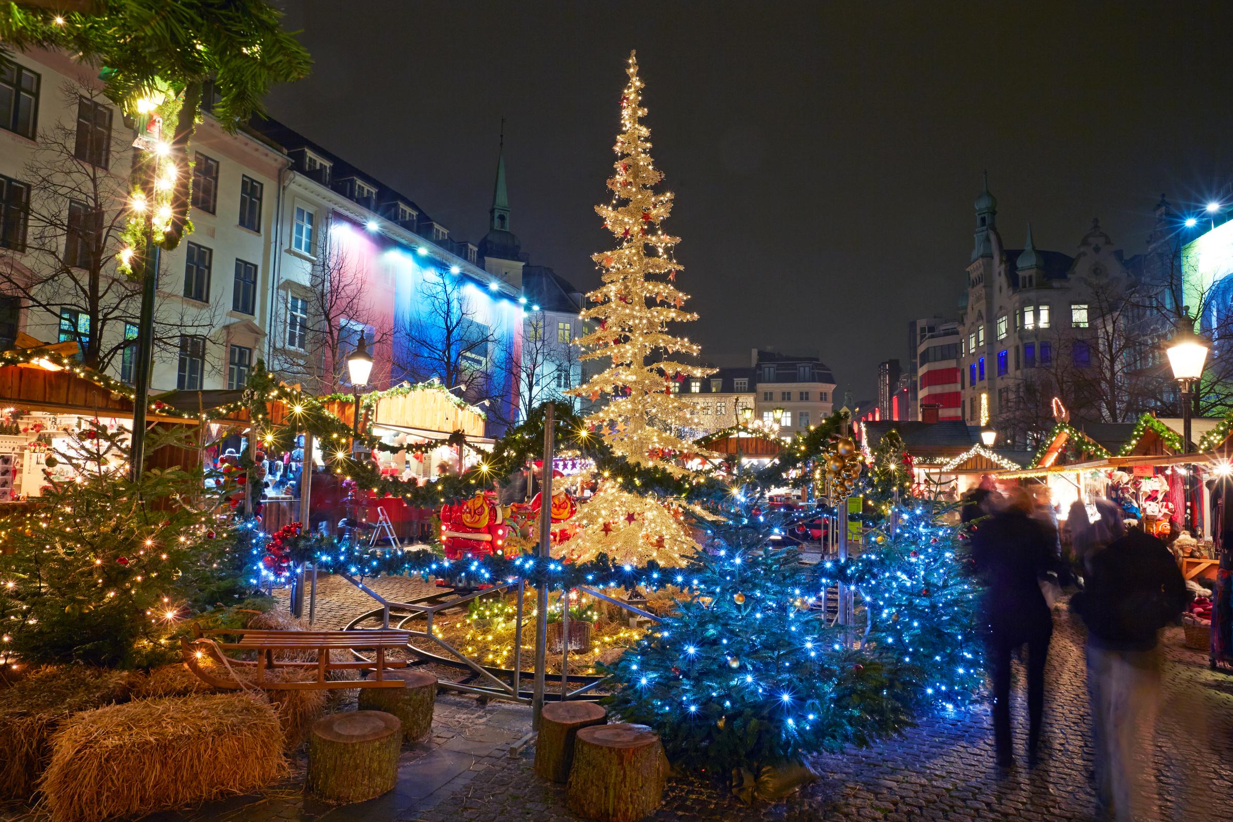 Copenhagen Christmas market at night