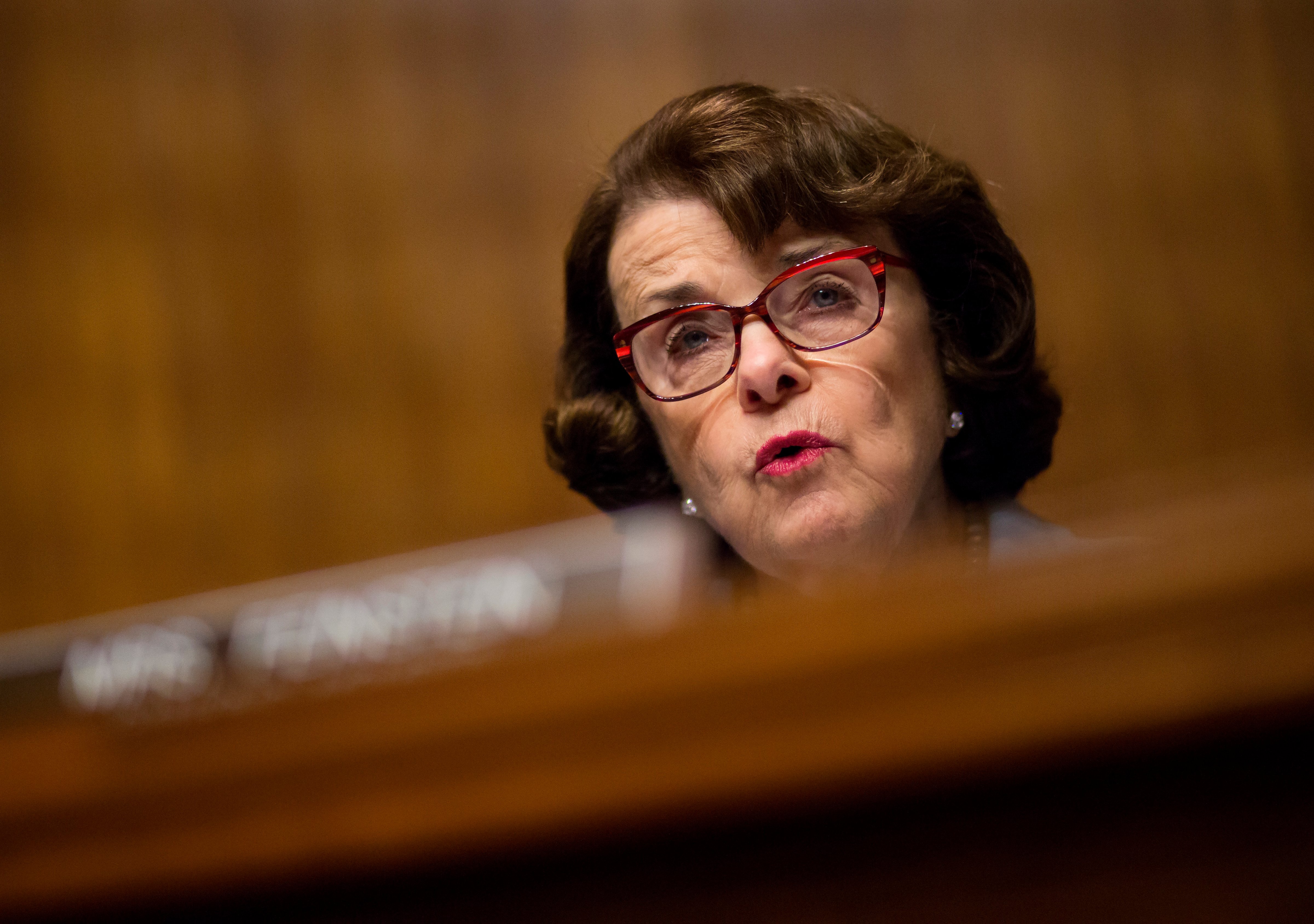 Senate Judiciary member Sen. Sen. Dianne Feinstein (D-CA) questions Director of the Federal Bureau of Investigation, James Comey during an oversight hearing on the FBI on Capitol Hill May 3, 2017 in Washington, DC. (Eric Thayer—Getty Images)