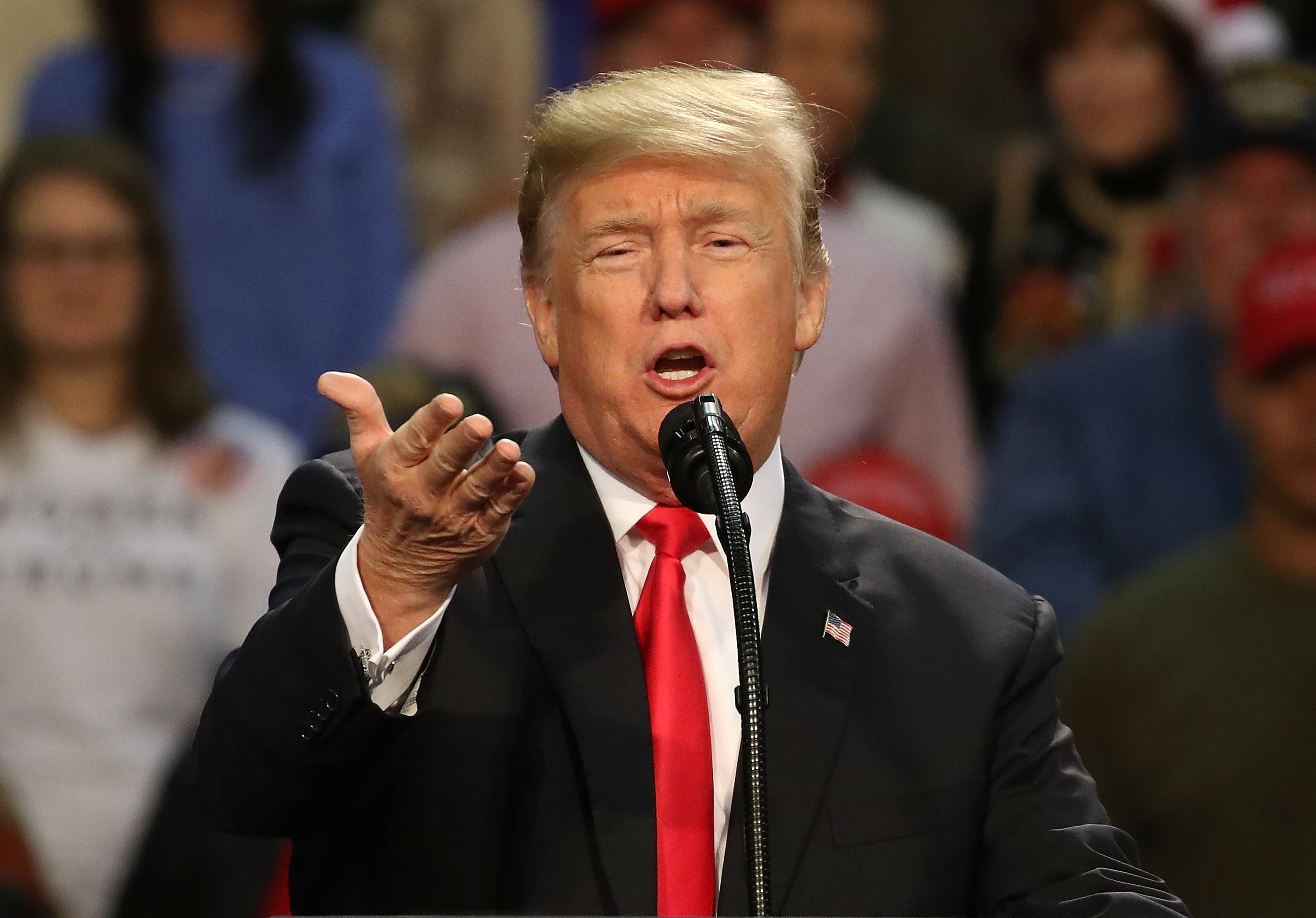PENSACOLA, FL - DECEMBER 08:  U.S. President Donald Trump speaks during a rally at the Pensacola Bay Center on December 8, 2017 in Pensacola, Florida.  Mr. Trump was expected to further endorse Alabama Republican Senatorial candidate Roy Moore who is running against Democratic challenger Doug Jones in the adjacent state.  (Photo by Joe Raedle/Getty Images) (Joe Raedle&mdash;Getty Images)
