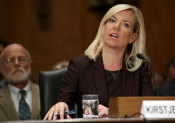 Kirstjen Nielsen, nominee to be the next Secretary of the Homeland Security Department, testifies before the Senate Homeland Security and Governmental Affairs Committee November 8, 2017 in Washington, DC.