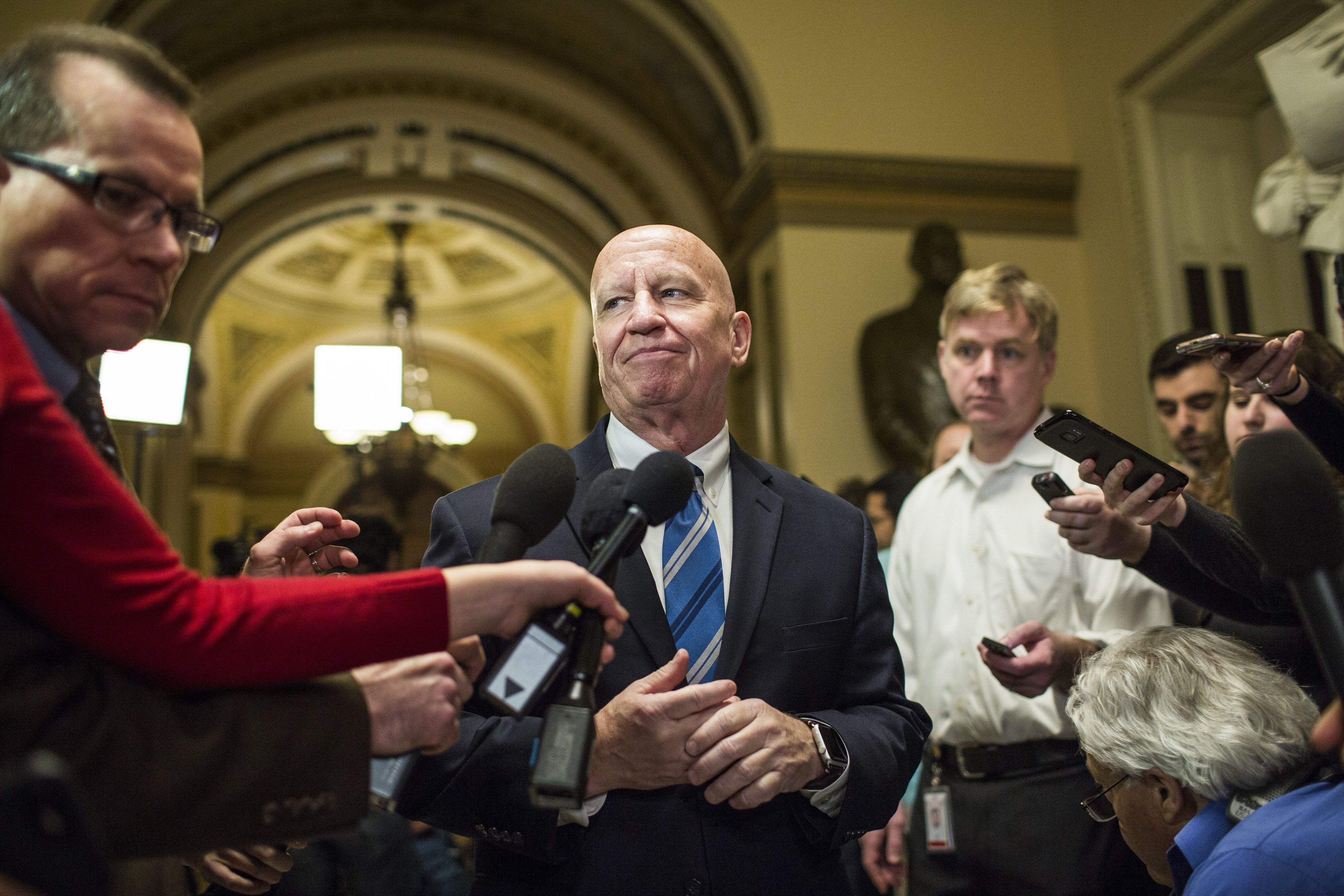 Representative Kevin Brady, a Republican from Texas and chairman of the House Ways and Means Committee, speaks to members of the media after a meeting on tax legislation at the U.S. Capitol in Washington, D.C., U.S., on Friday, Dec. 15, 2017. (Bloomberg—Bloomberg via Getty Images)