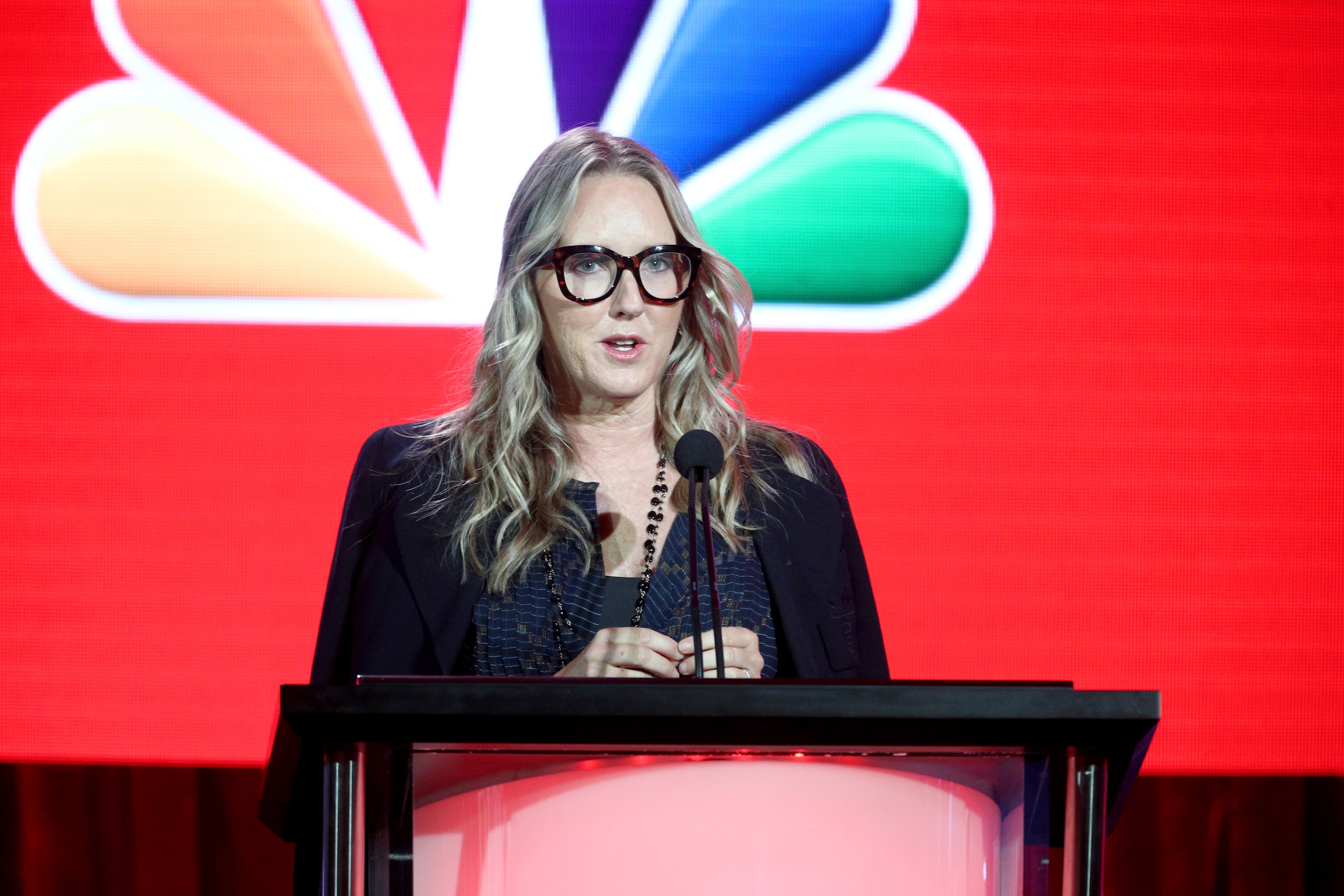 President of NBC Entertainment Jennifer Salke speaks onstage during the NBCUniversal portion of the 2018 Winter Television Critics Association Press Tour at The Langham Huntington, Pasadena on January 9, 2018 in Pasadena, California. (Frederick M. Brown—Getty Images)