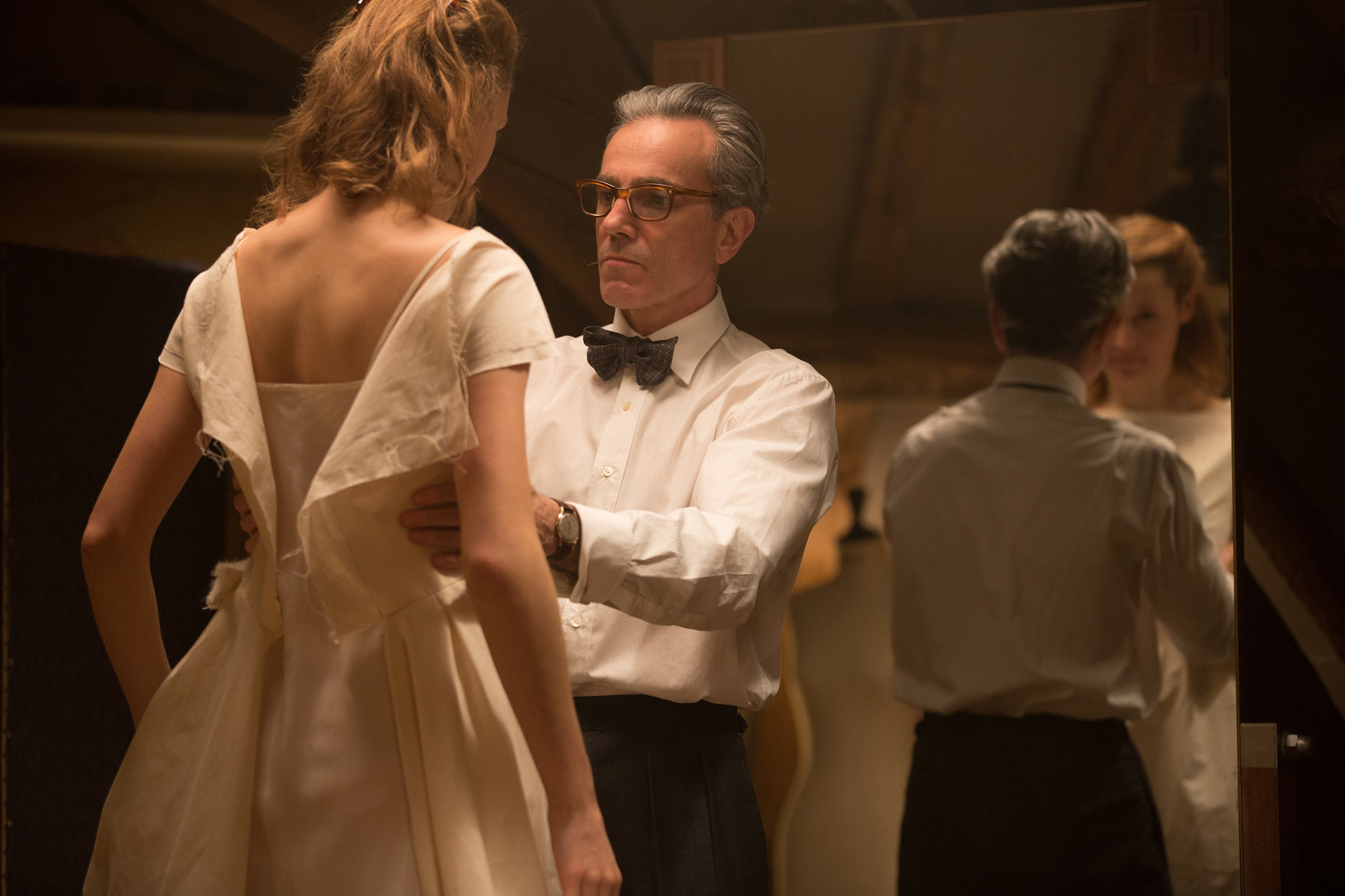 Vicky Krieps stars as “Alma” and Daniel Day-Lewis stars as “Reynolds Woodcock” in Paul Thomas Anderson’s Phantom Thread. (Focus Features)