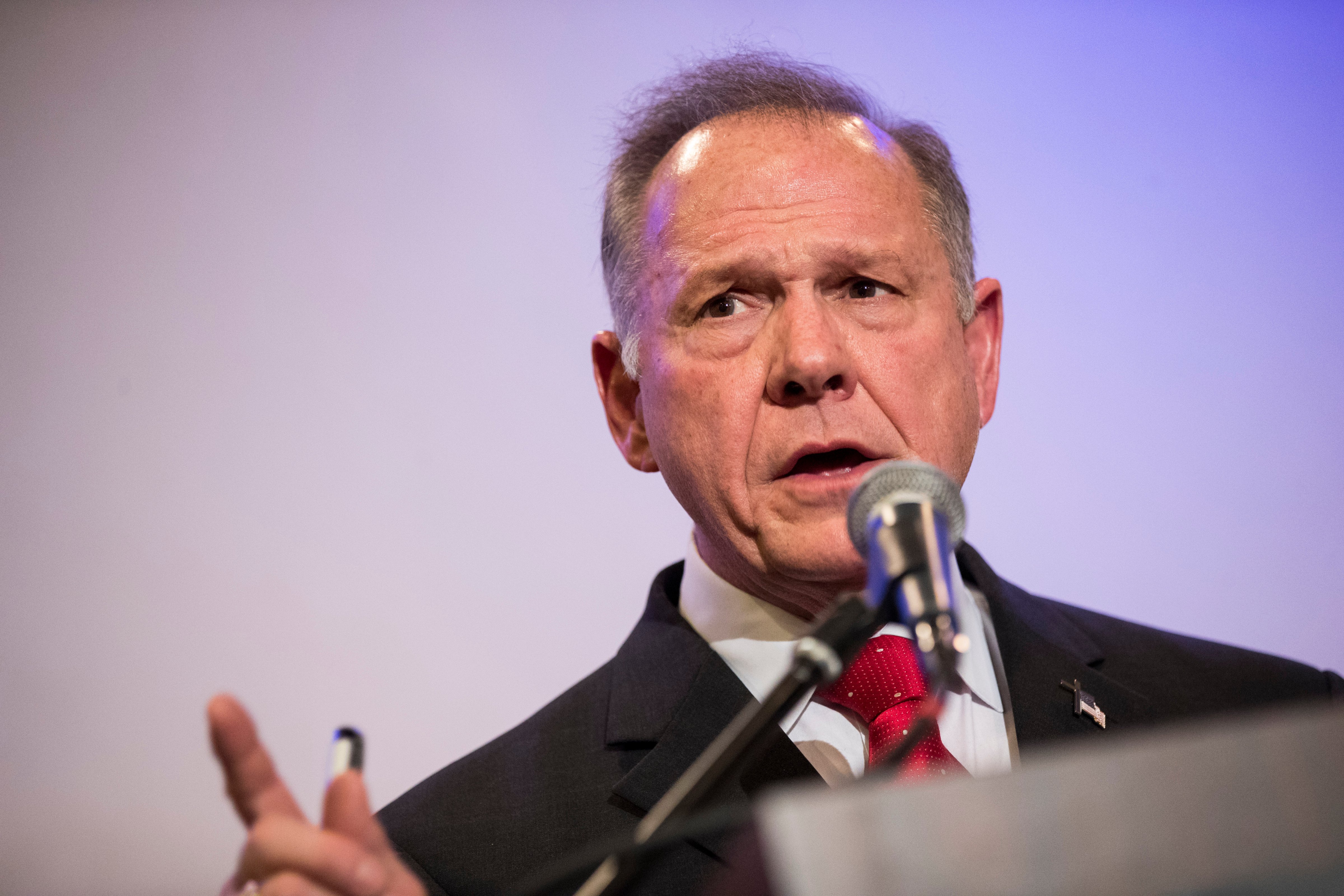 Republican candidate for Senate Judge Roy Moore speaks during a news conference in Birmingham, Ala. on Nov. 16, 2017 (Drew Angerer—Getty Images)