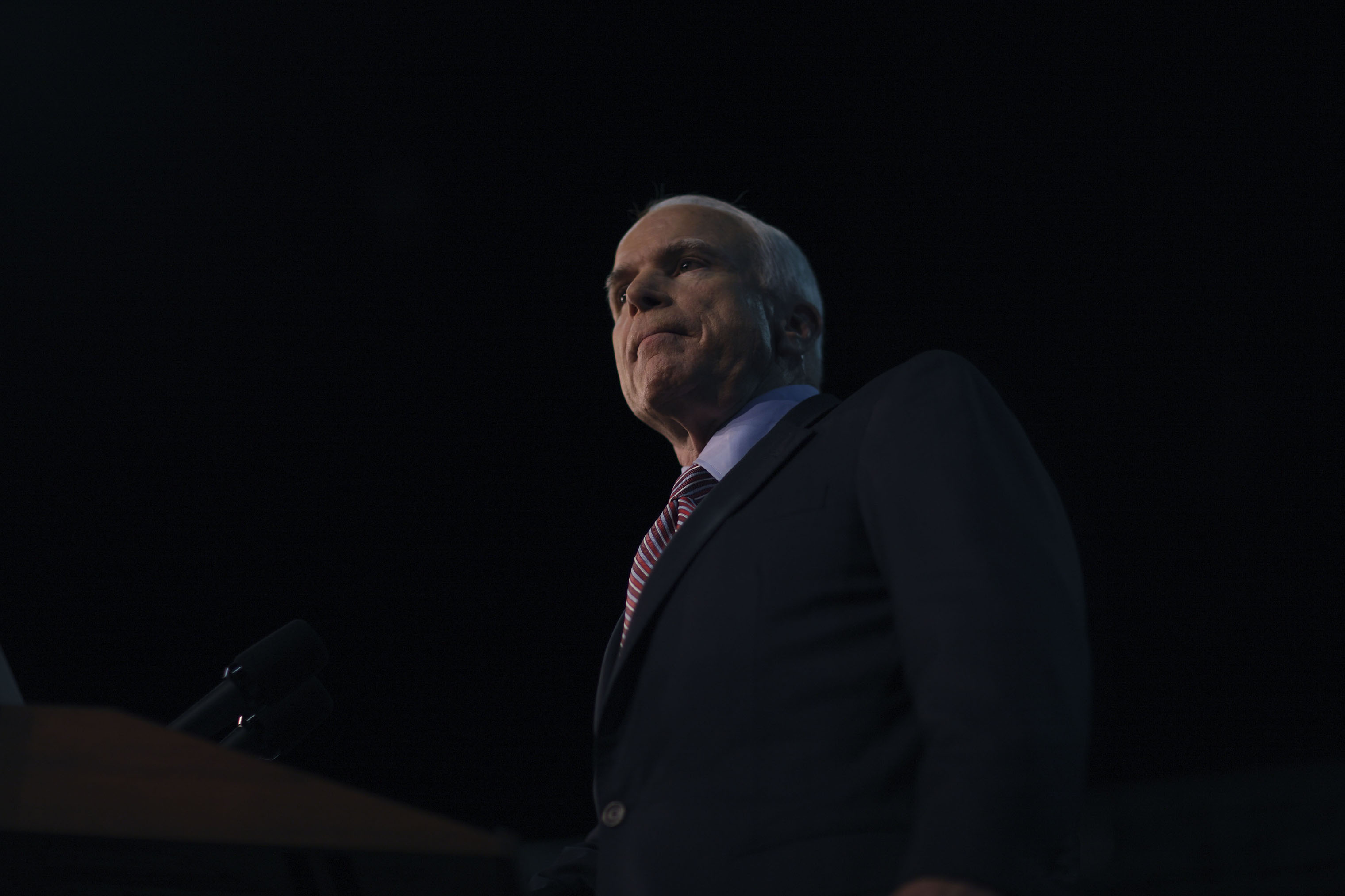 Republican presidential candidate Sen. John McCain speaks during a campaign event in Tampa, Fla. on Sept. 16, 2008. (Christopher Morris—VII/Redux)