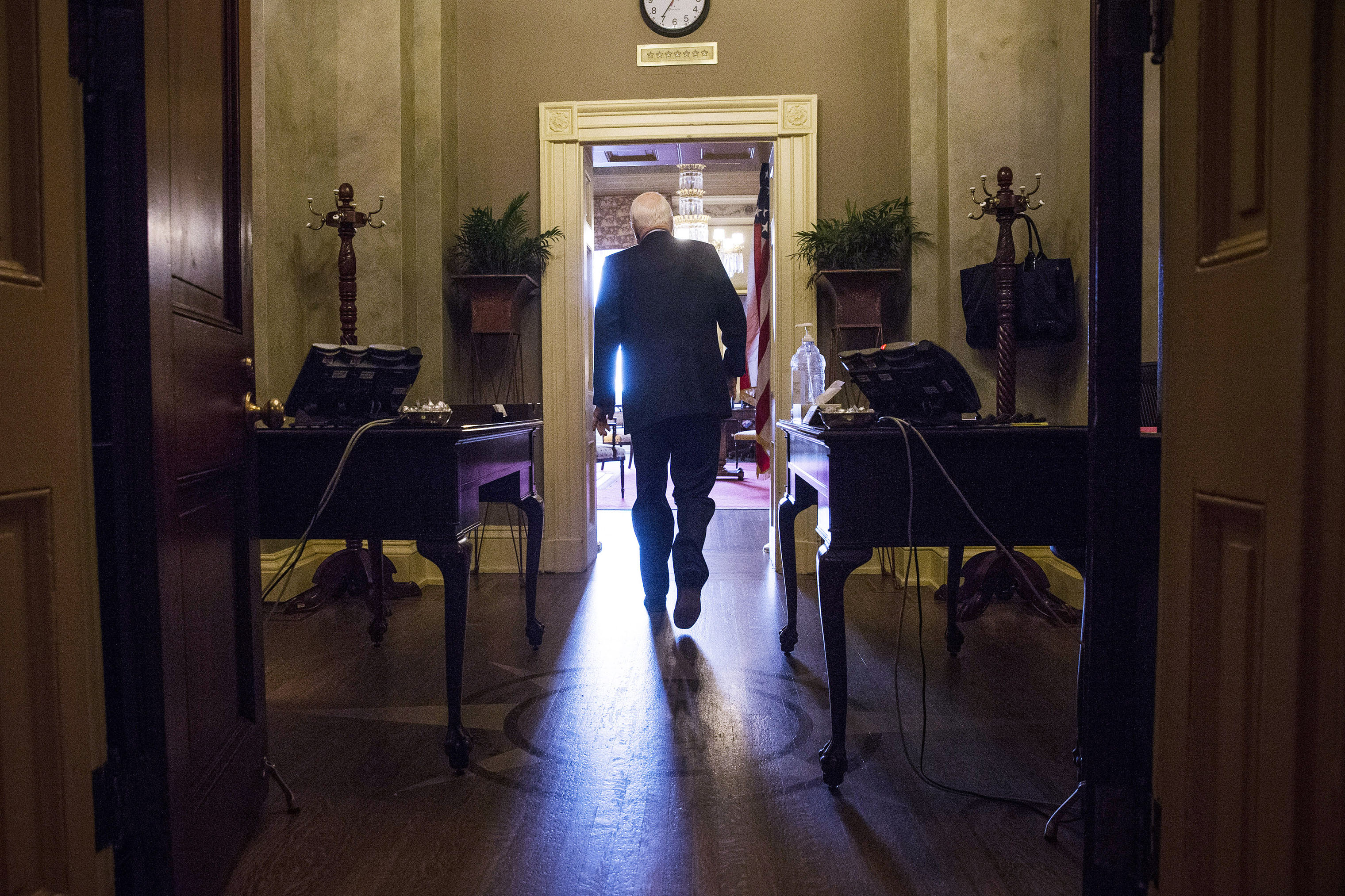 Sen. John McCain arrives at Senate Minority Leader Mitch McConnell's office in Washington, on Oct. 16, 2013. (Andrew Burton—Getty Images)
