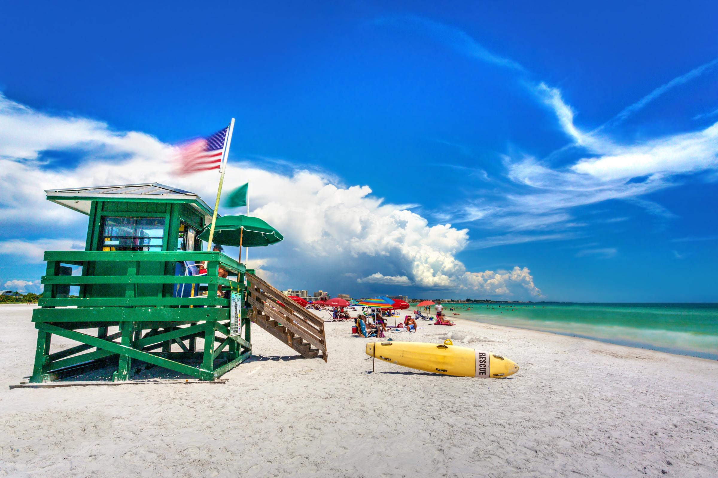 Coast Guard Beach house and beach, Siesta Key, Sarasota, Florida, USA