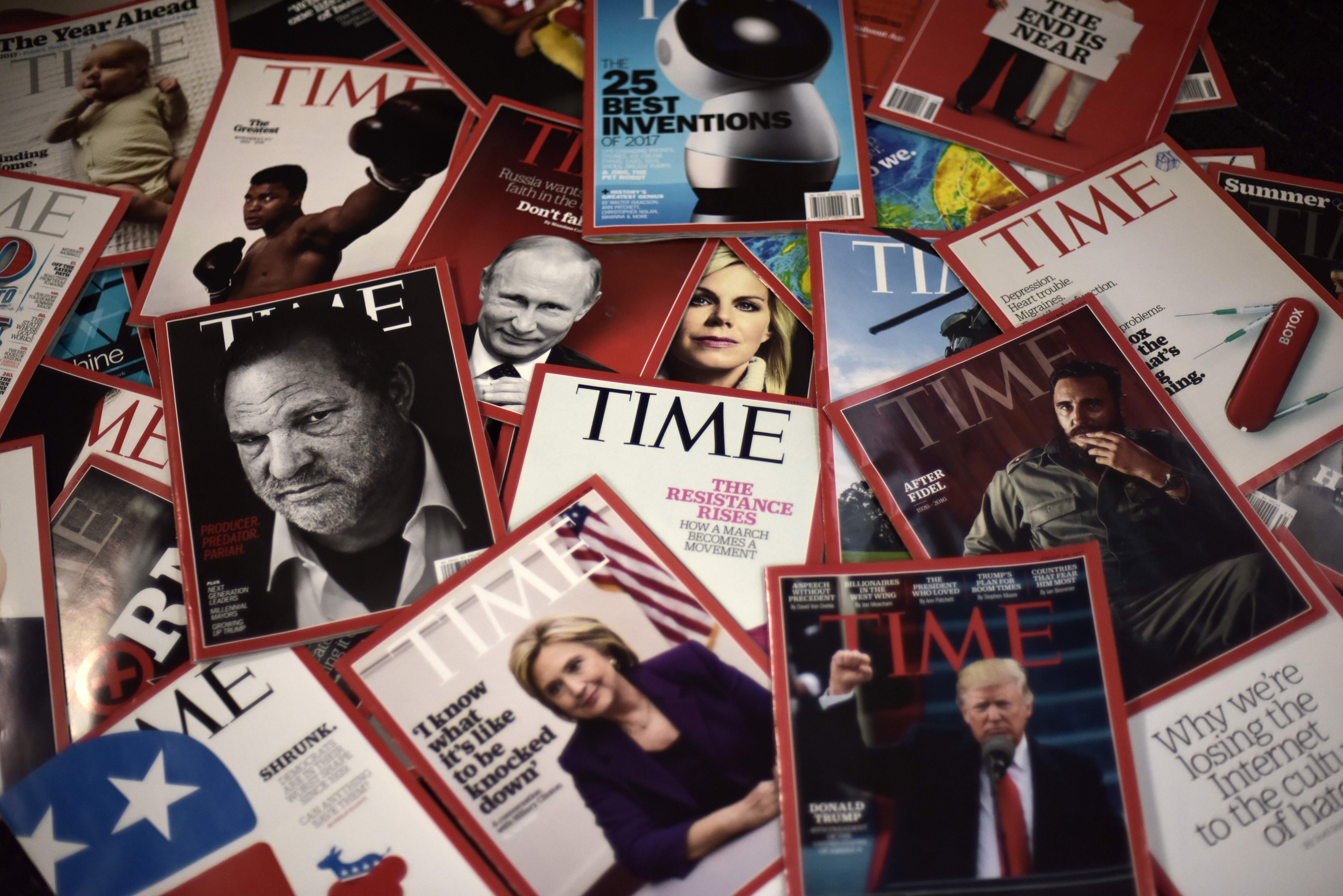 Time Magazine copies are displayed on a table in Washington on November 27, 2017. (ERIC BARADAT&mdash;AFP/Getty Images)