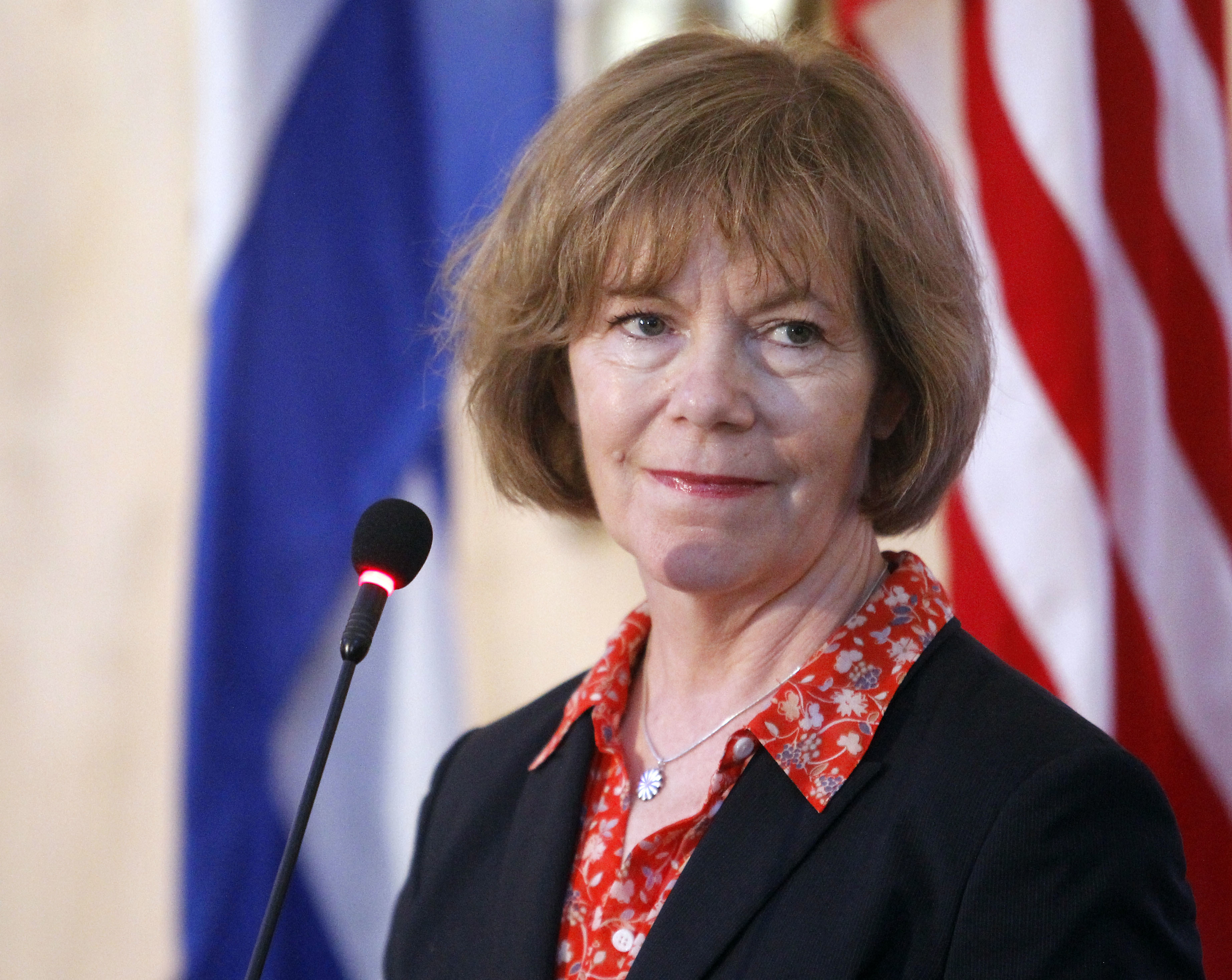 Tina Smith, Vice Governor of Minnesota looks on during a press conference as part of her official visit on June 22, 2017 in Havanna, Cuba. (Mastrafoto/CON—LatinContent/Getty Images)
