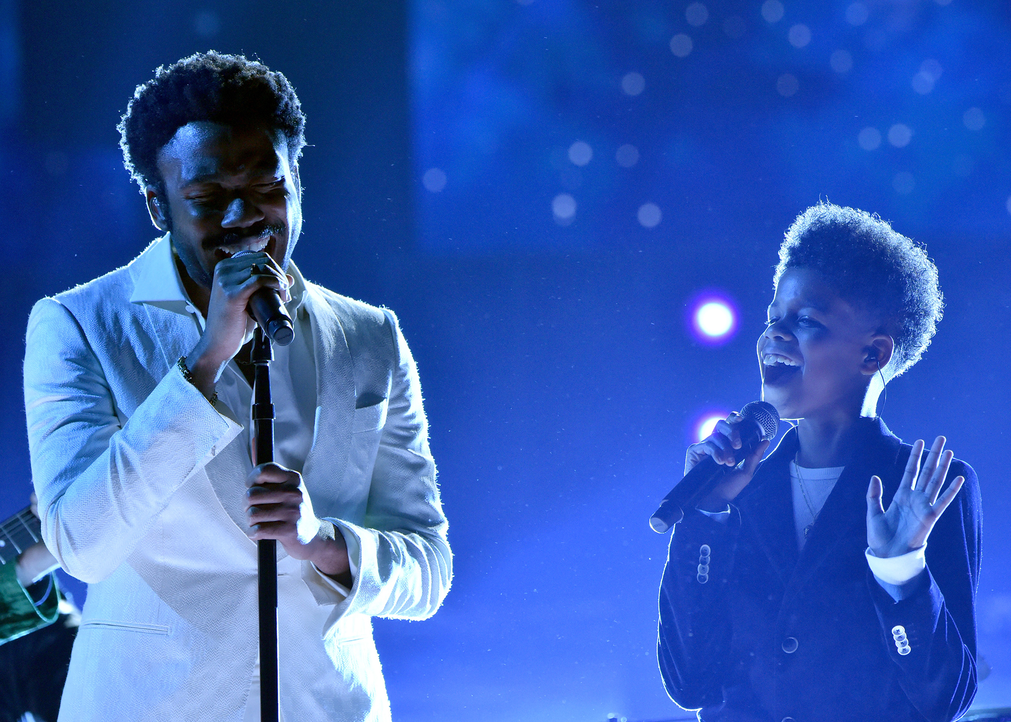 Childish Gambino and JD McCrary perform onstage during the 60th Annual GRAMMY Awards at Madison Square Garden on Jan. 28, 2018 in New York City.