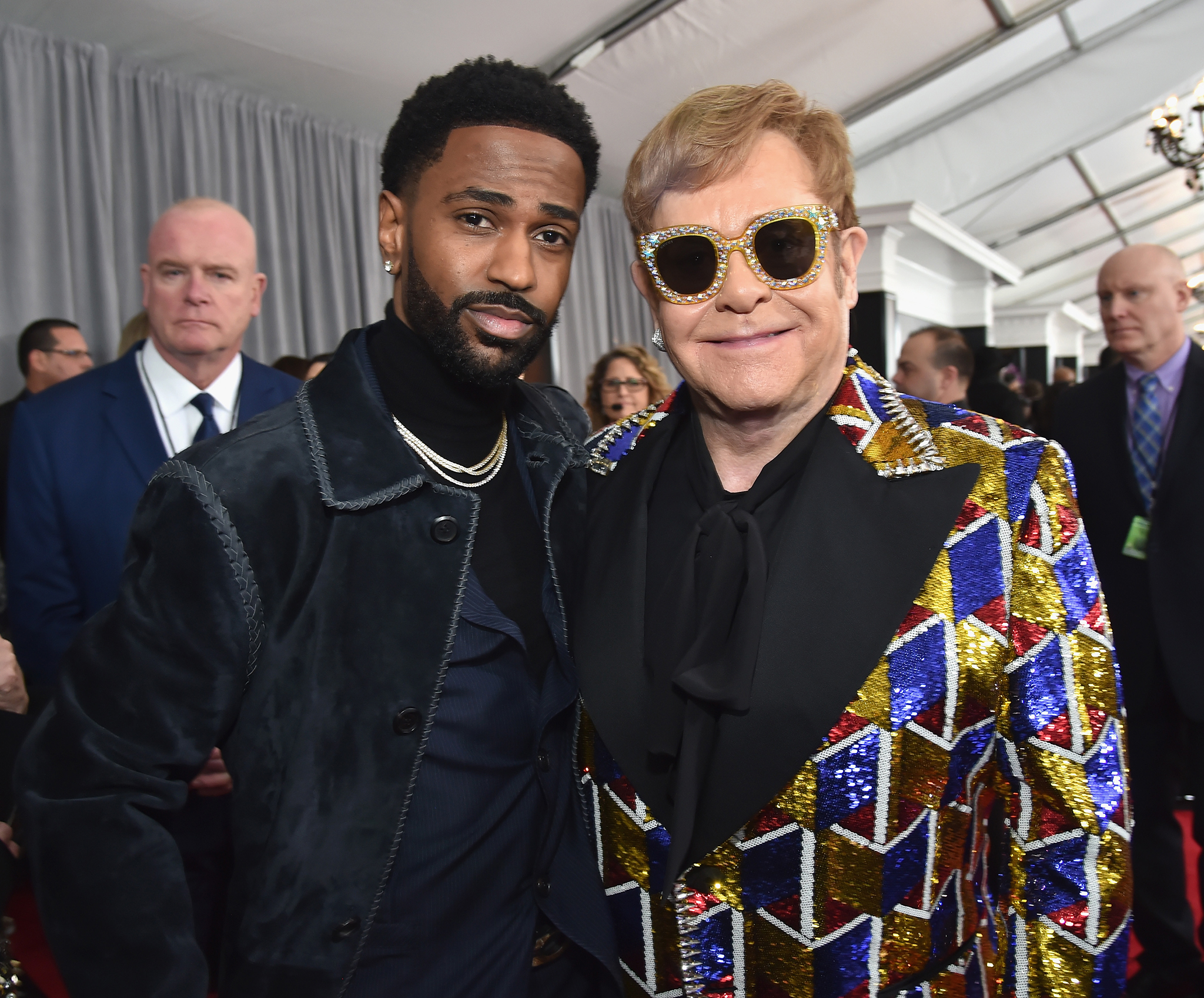 Recording artists Big Sean and Elton John attend the 60th Annual GRAMMY Awards at Madison Square Garden on January 28, 2018 in New York City.