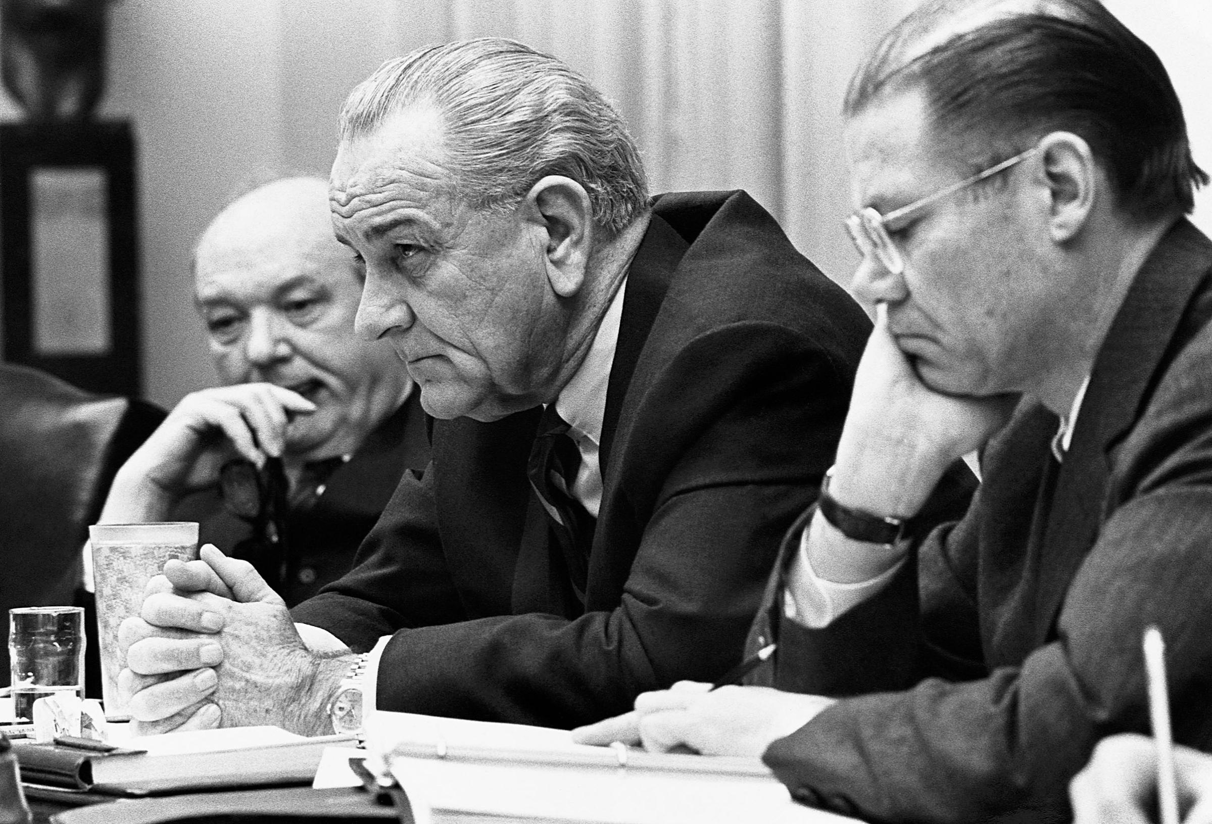 President Johnson With Advisers During Tet Offensive