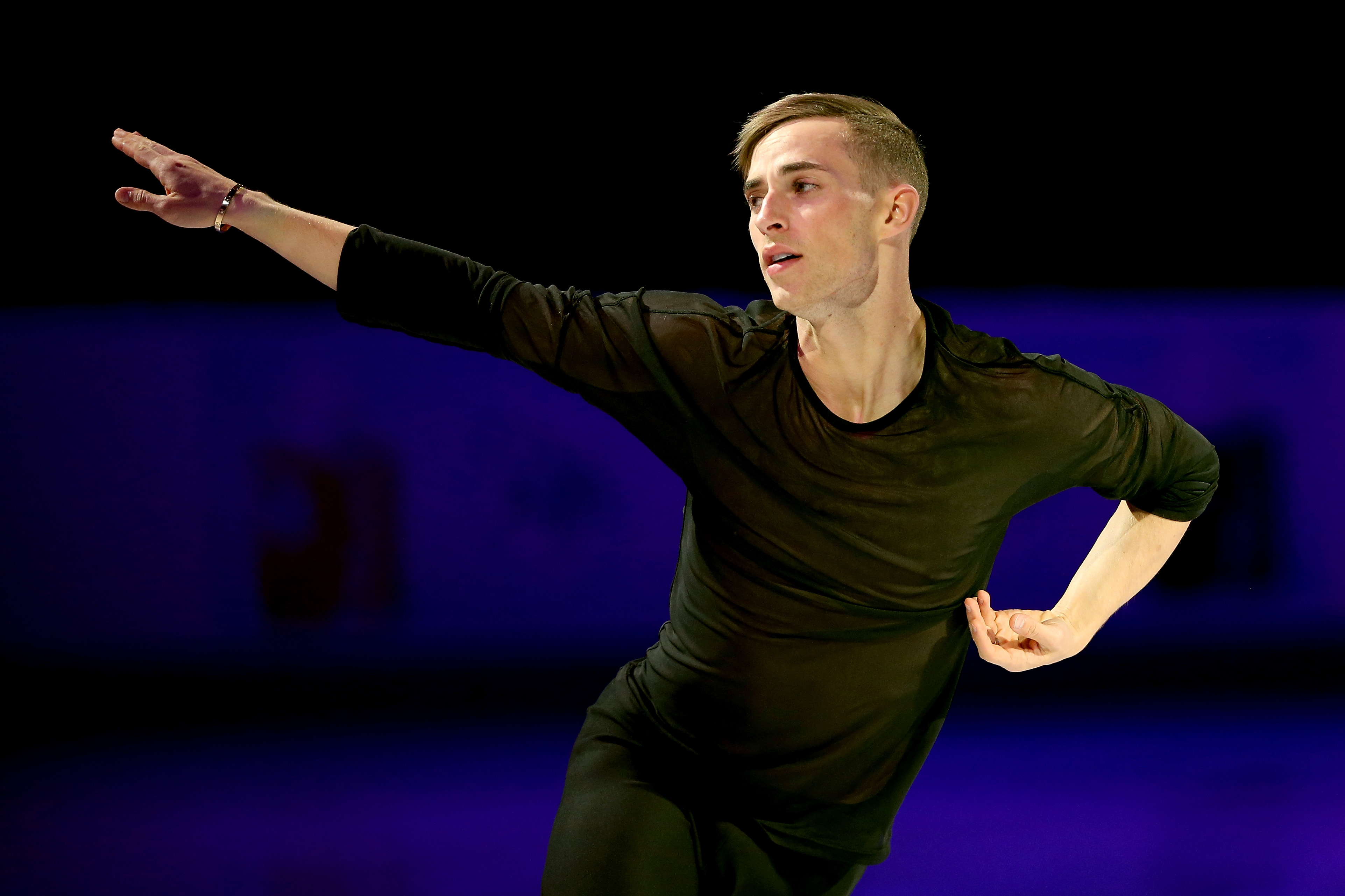 Adam Rippon skates in the Smucker's Skating Spectacular during the 2018 Prudential U.S. Figure Skating Championships at the SAP Center on January 7, 2018 in San Jose, California. (Matthew Stockman—Getty Images)