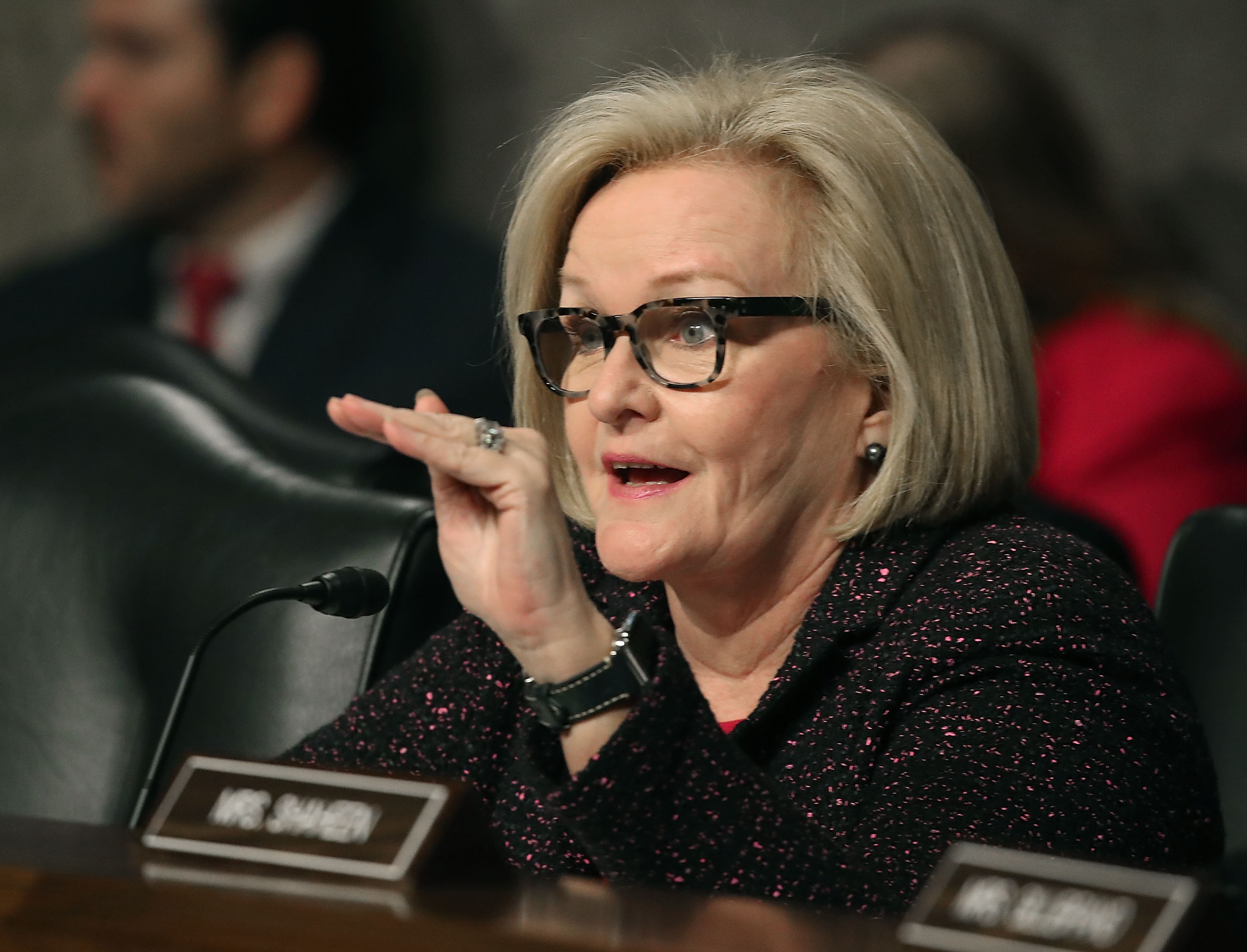 Sen. Claire McCaskill (D-MO), questions Defense Secretary nominee, retired Marine Corps Gen. James Mattis during his Senate Armed Services Committee confirmation hearing on Capitol Hill, on Jan. 12, 2017 in Washington, D.C. (Mark Wilson—Getty Images)