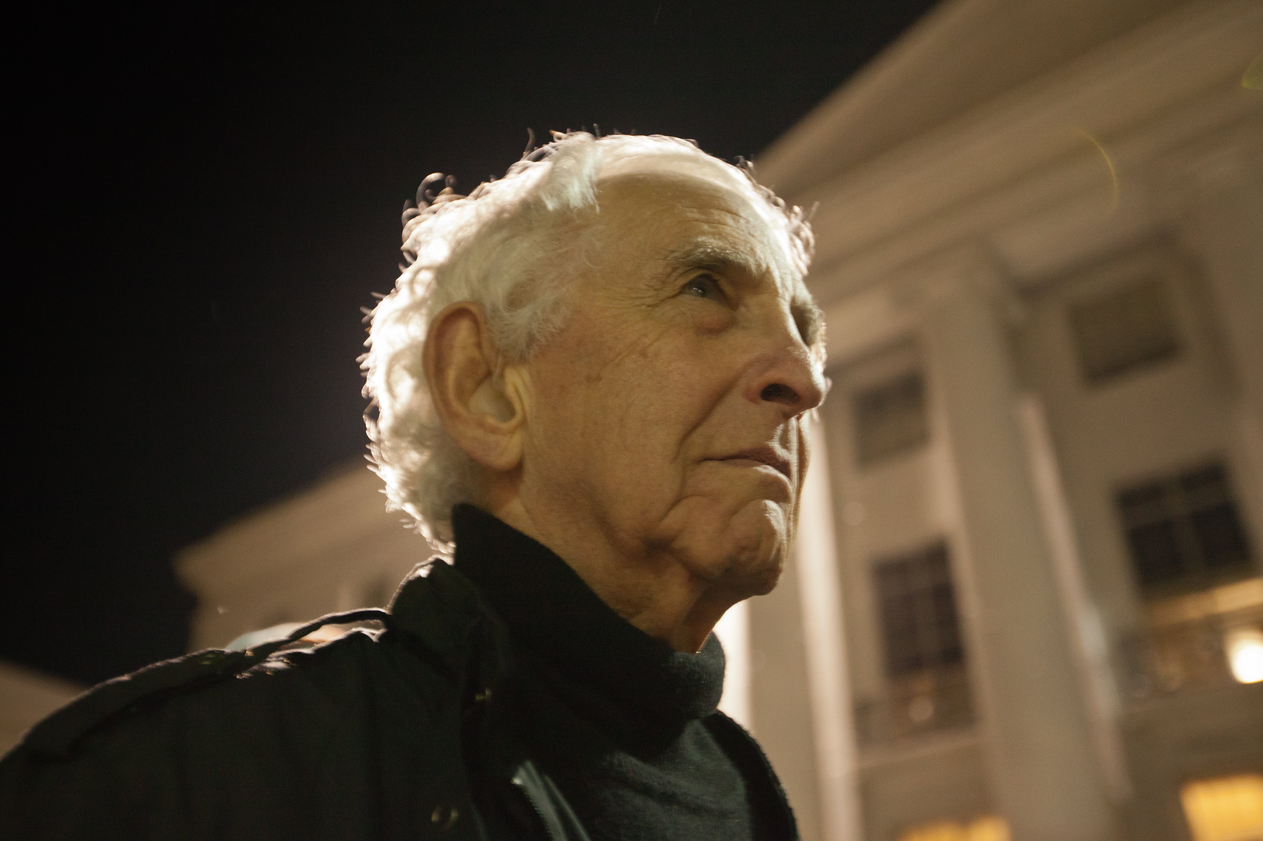 Former military analyst Daniel Ellsberg comes out in support of the U.C. Berkley students as they set up a tent city in Sproul Plaza on Berkeley's campus, staying with them until the early morning despite the threat of arrest. (Julie Dermansky—Corbis/Getty Images)