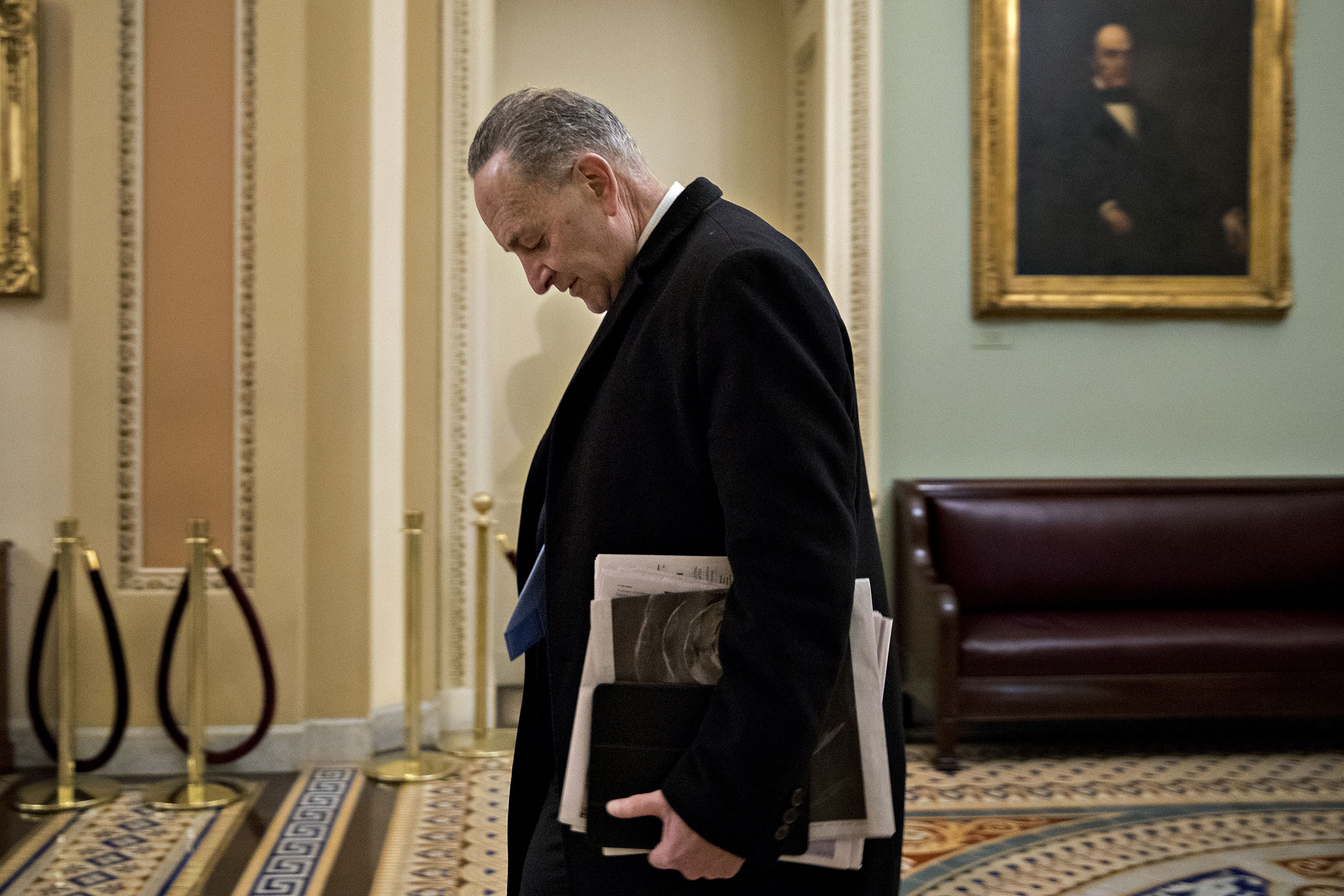 Much of the Democratic base’s anger is aimed at the Senate minority leader, Chuck Schumer of New York (Andrew Harrer—Bloomberg/Getty Images)