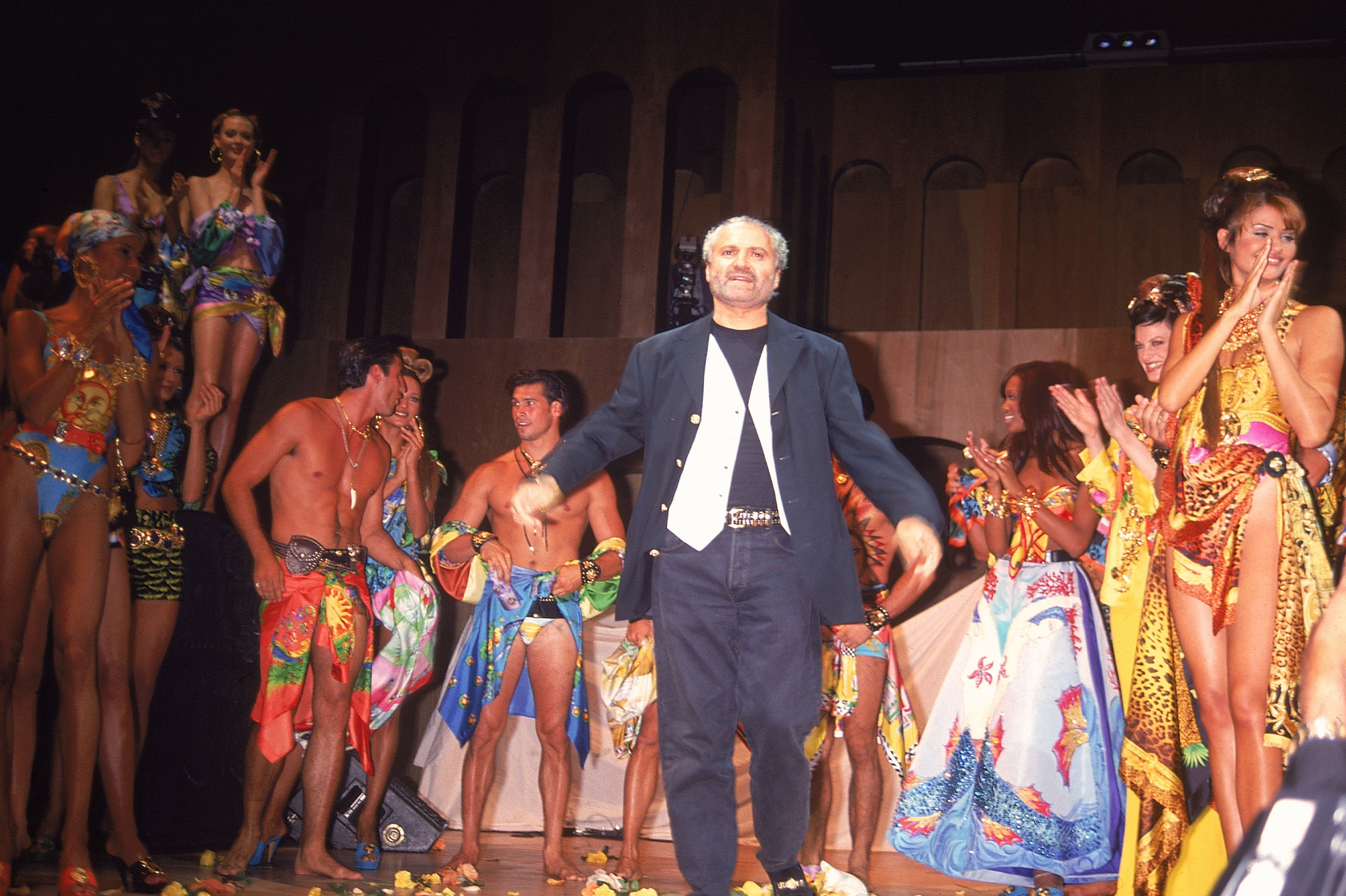 Designer Gianni Versace appearing at a fashion show. (Time Life Pictures—The LIFE Picture Collection/Getty Images)