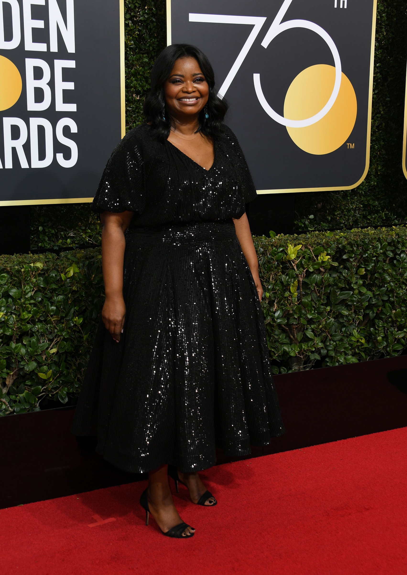 Actresses Octavia Spencer arrives for the 75th Golden Globe Awards on January 7, 2018, in Beverly Hills, California.