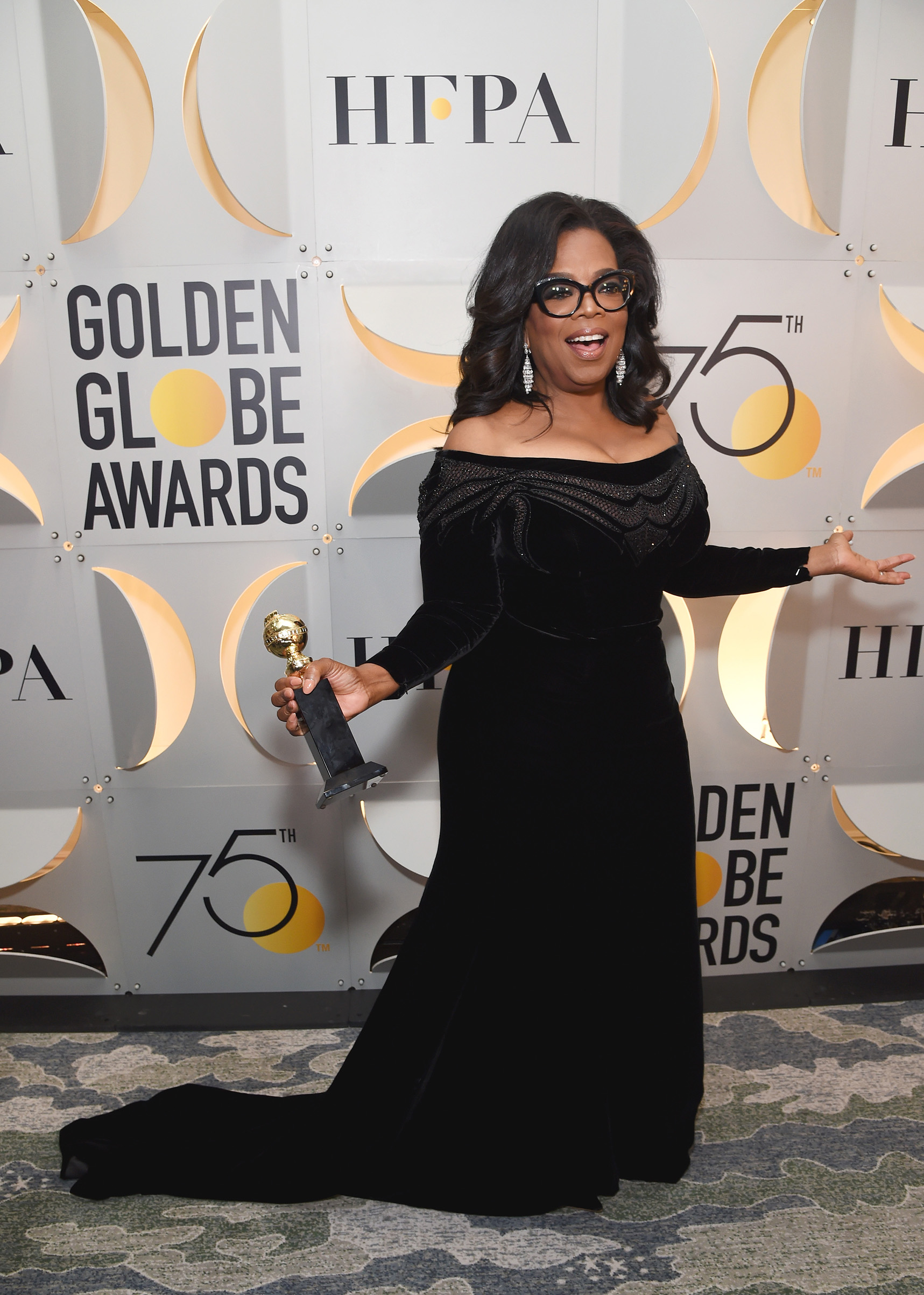 Oprah Winfrey celebrates The 75th Annual Golden Globe Awards with Moet &amp; Chandon at The Beverly Hilton Hotel on January 7, 2018 in Beverly Hills, California.