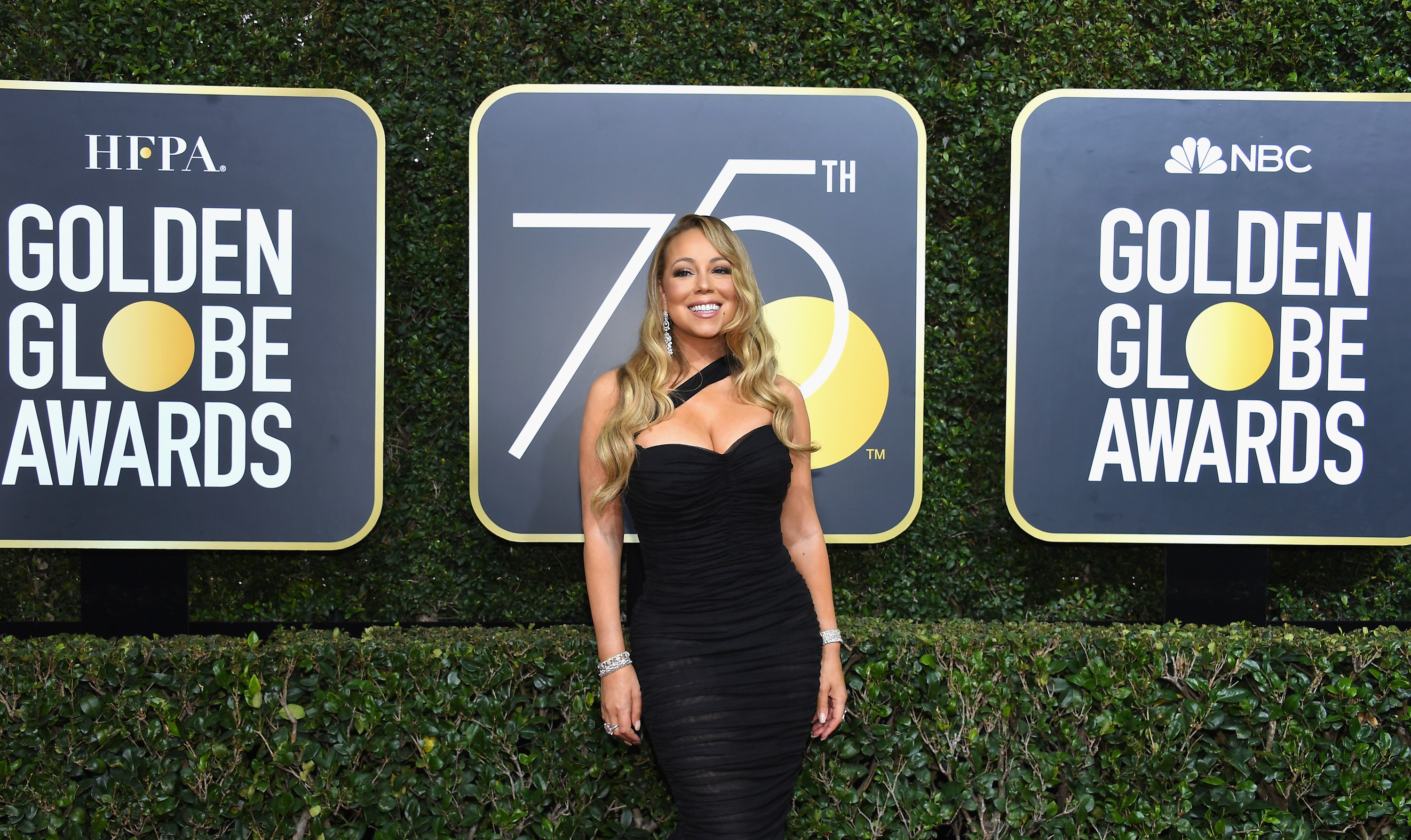 Singer Mariah Carey arrives to the 75th Annual Golden Globe Awards held at the Beverly Hilton Hotel on January 7, 2018. (Kevork Djansezian/NBC—NBCU Photo Bank via Getty Images via Getty Images)