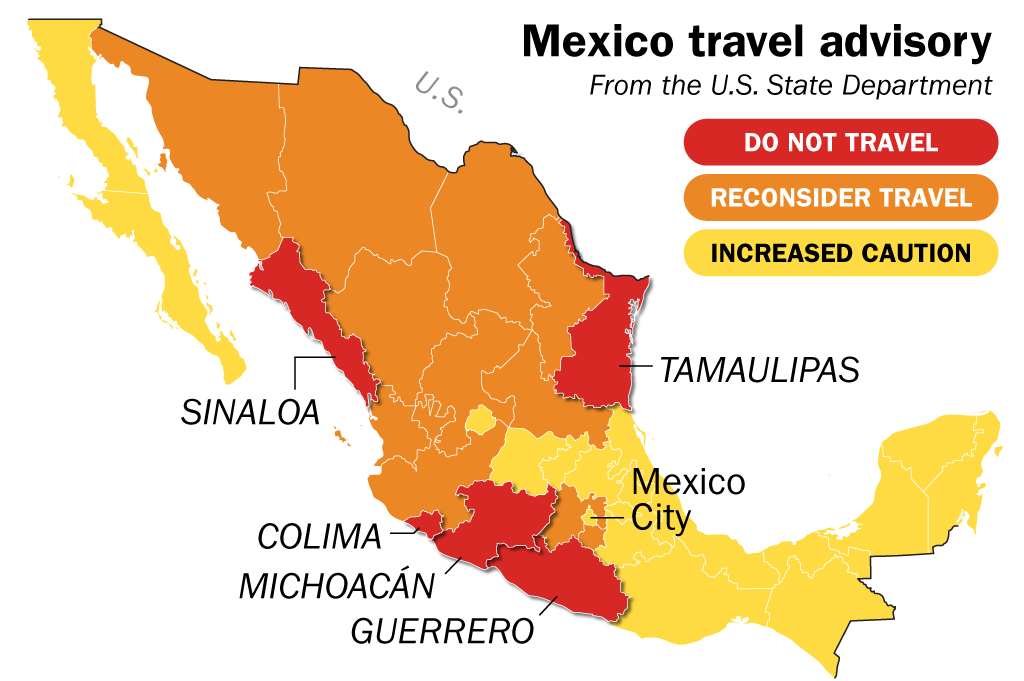 Mexico Travel Warning Map (TIME Graphic by Lon Tweeten)