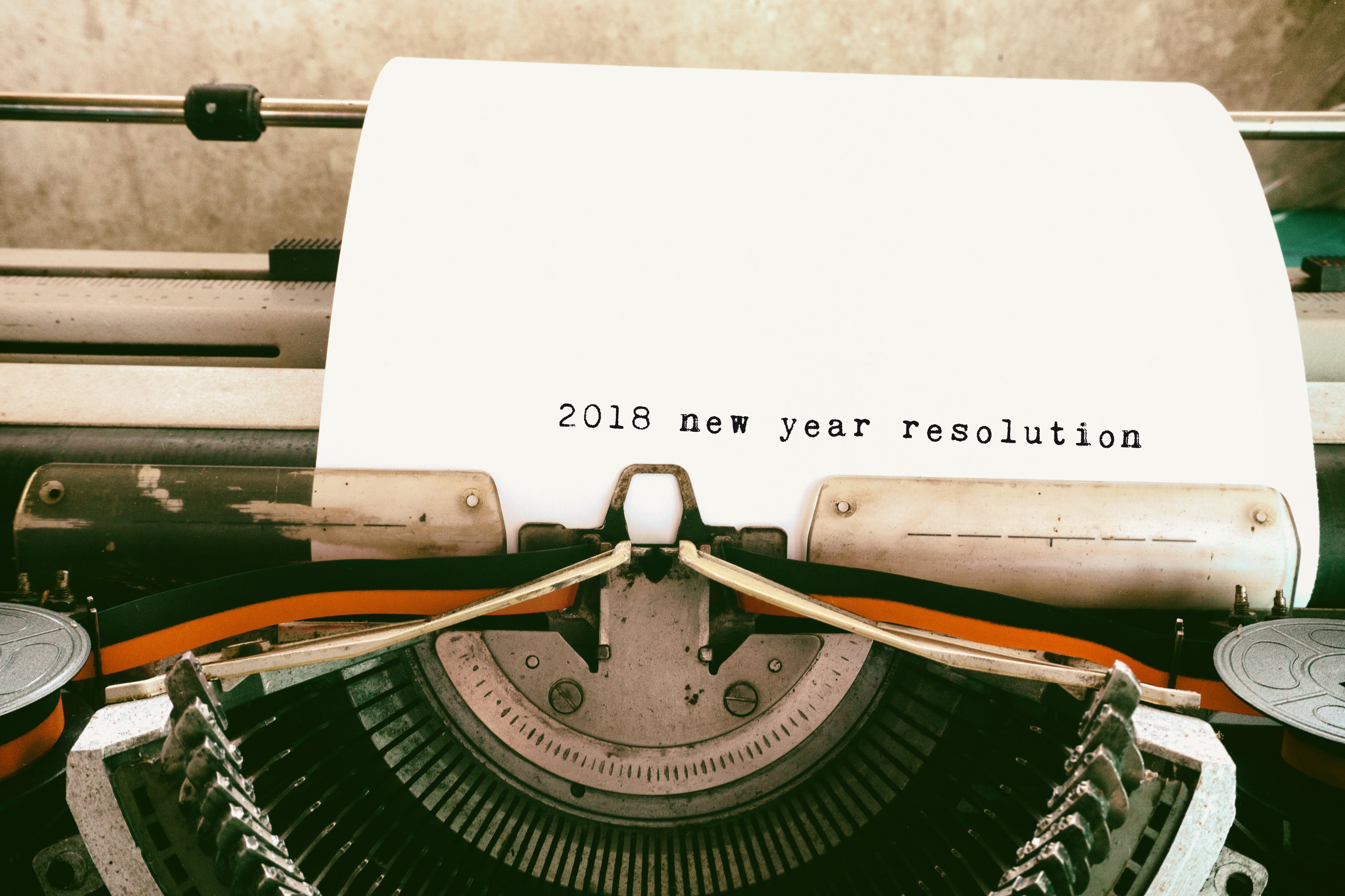 2018 New Year Resolutions Typed on Vintage Typewriter