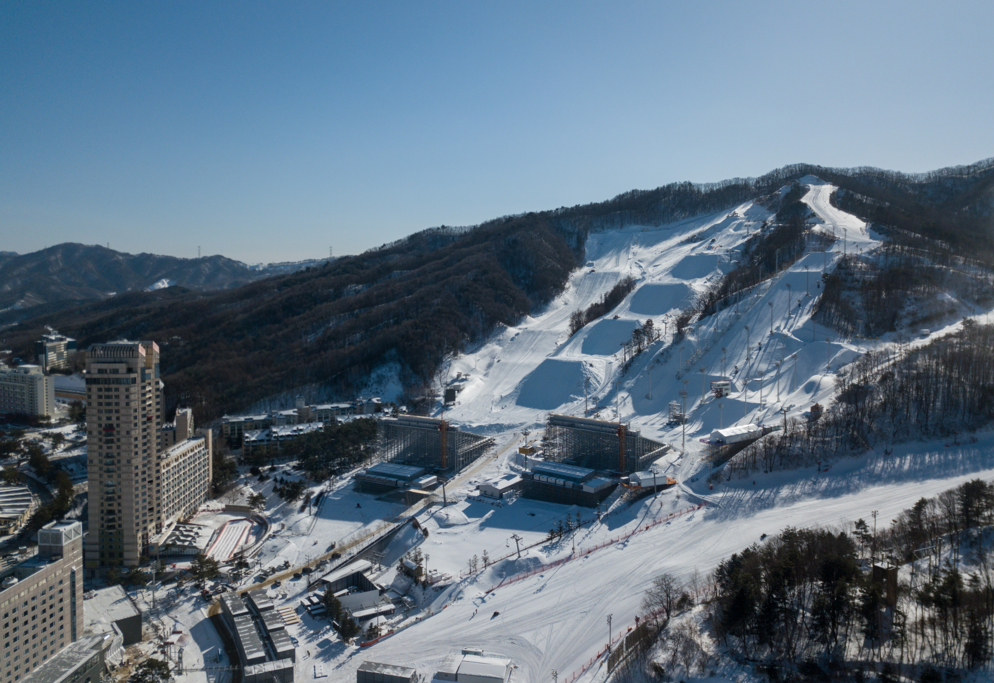 A general view shows the Phoenix Snow Park, in PyeongChang on January 24, 2018. (ED JONES—AFP/Getty Images)
