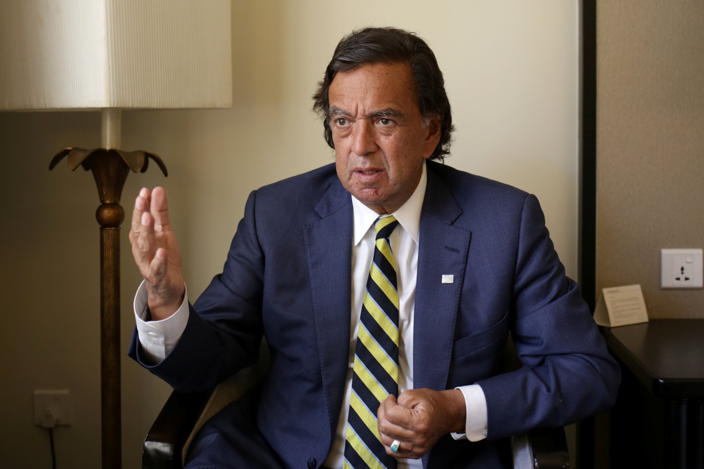 Former New Mexico governor Bill Richardson speaks during an interview with Reuters as a member of an international advisory board on the crisis of Rakhine state in Yangon