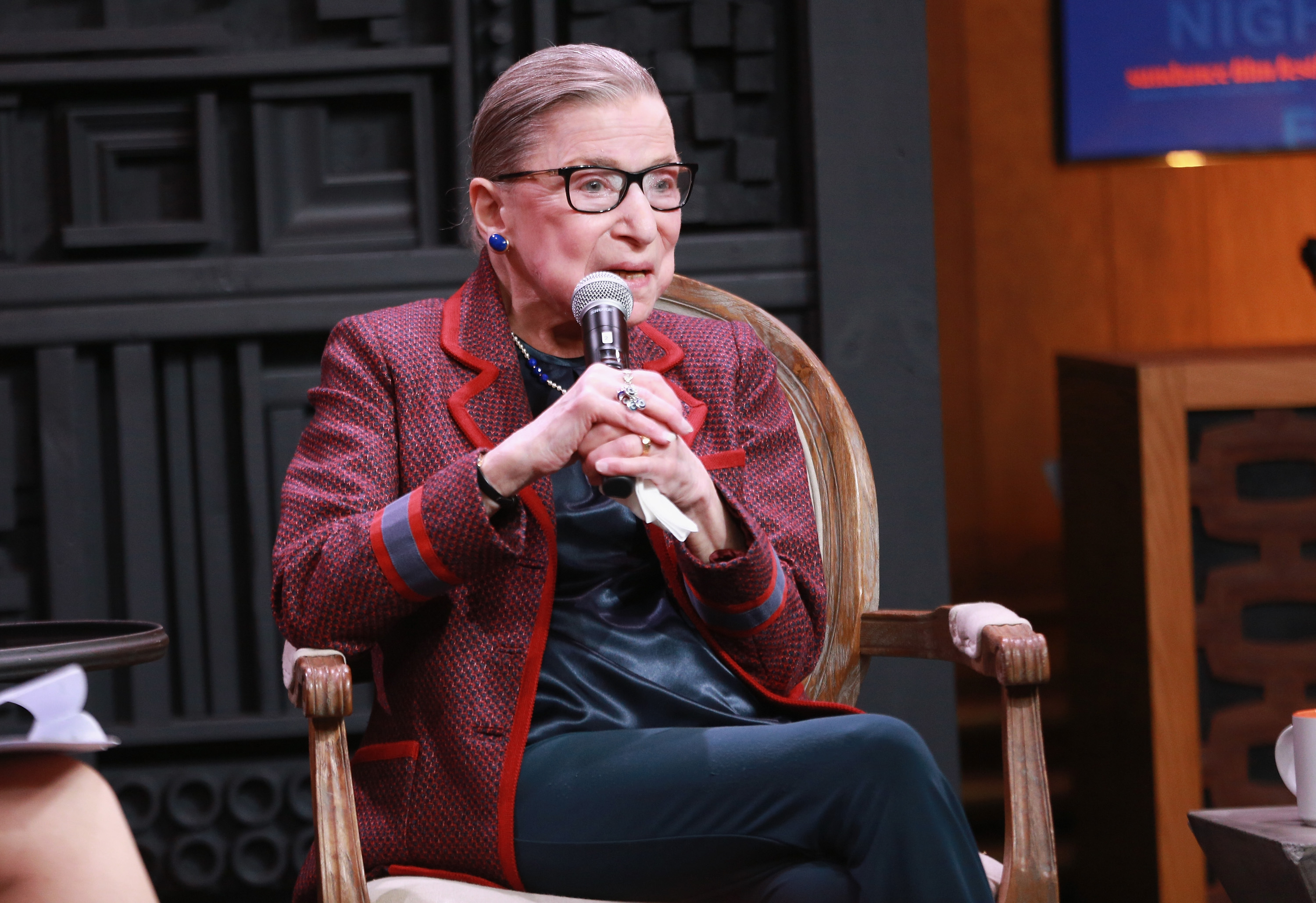 Associate Justice of the Supreme Court of the United States Ruth Bader Ginsburg speaks during the Cinema Cafe with Justice Ruth Bader Ginsburg and Nina Totenberg during the 2018 Sundance Film Festival at Filmmaker Lodge on January 21, 2018 in Utah. (Robin Marchant&mdash;Getty Images)