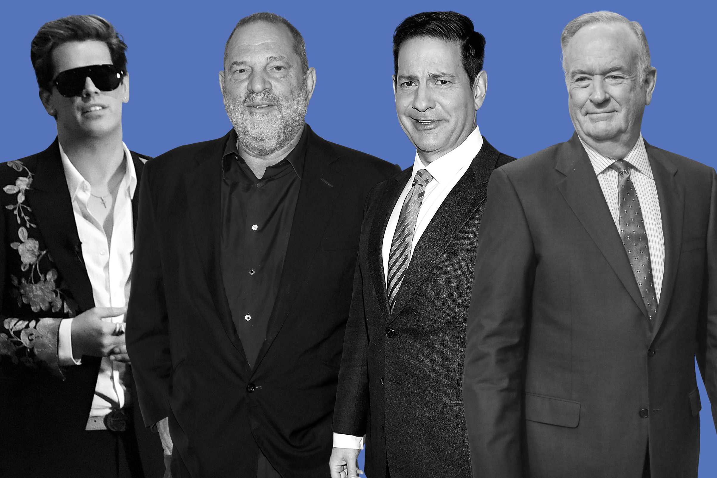 Milo Yiannopoulos, Harvey Weinstein, Mark Halperin, Bill O'Reilly (Getty Images (4))