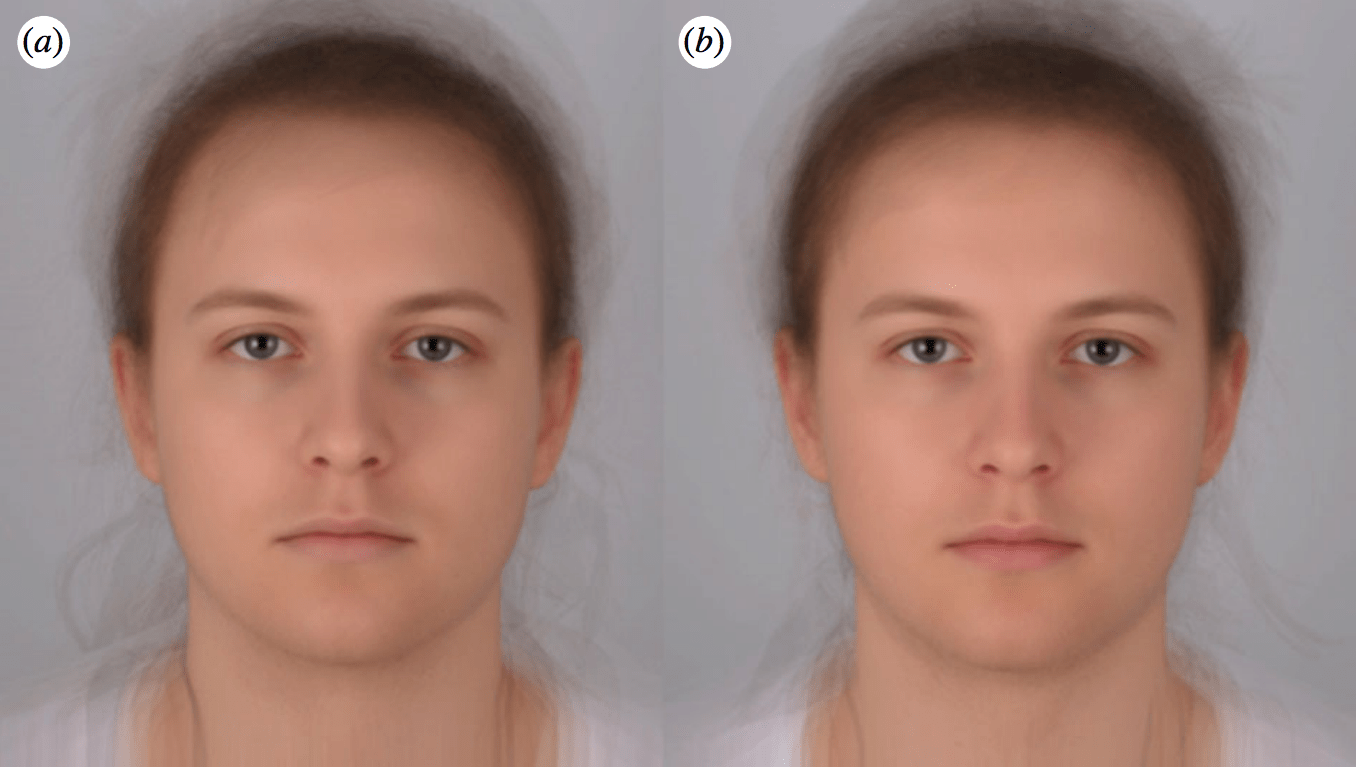 The study includes this composite rendering of photographs taken while participants felt sick (a) and healthy (b). (Audrey Henderson, St Andrews University)