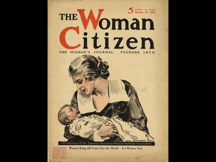 The brains behind the iconic Uncle Sam image, James Montgomery Flagg, also designed the Oct. 27, 1917, cover of The Woman's Journal published by the National American Woman Suffrage Association.