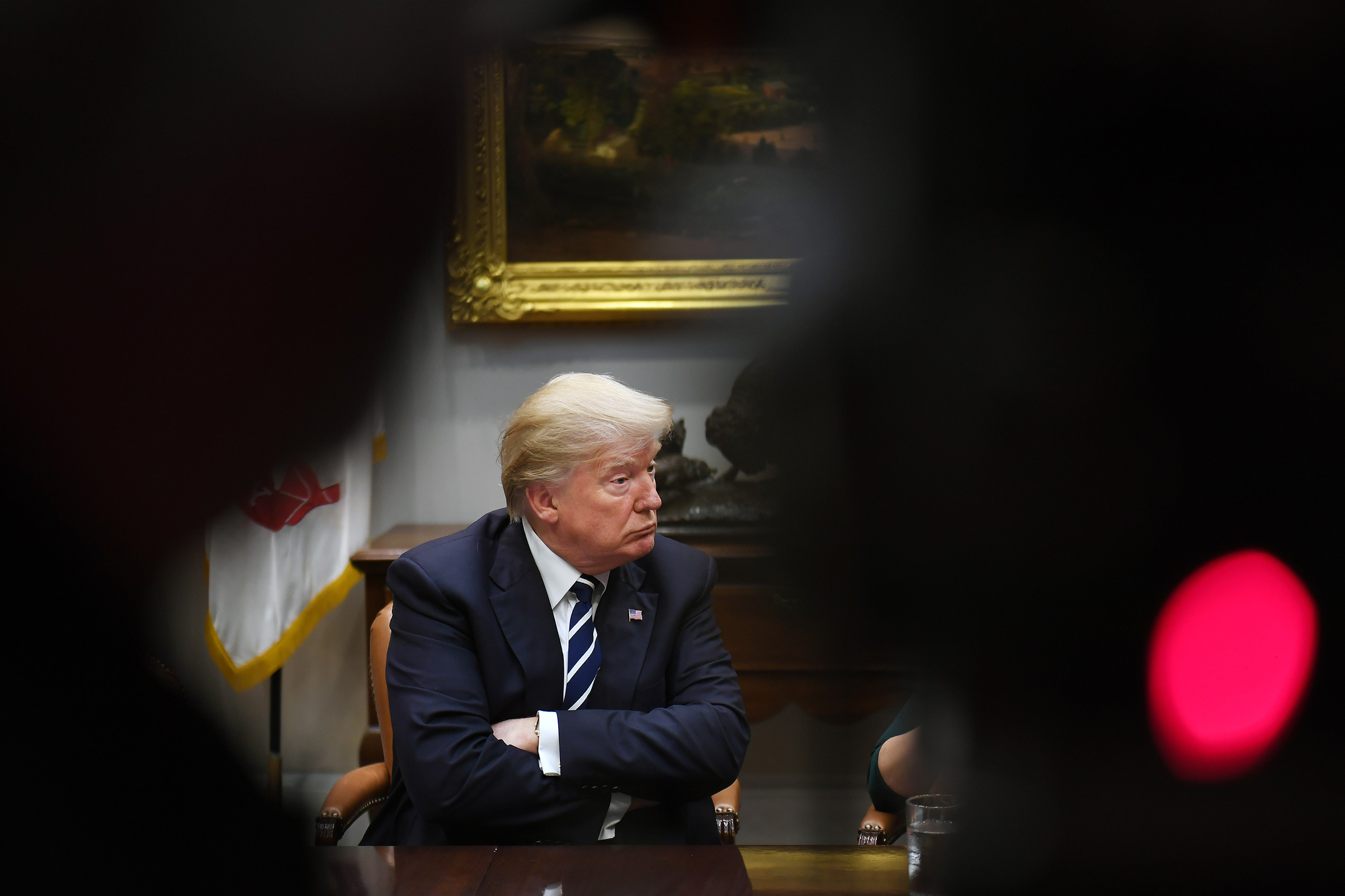 President Donald Trump attends a discussion on making changes to the prison system on Jan. 11, 2018 in Washington. (Matt McClain—The Washington Post/Getty Images)